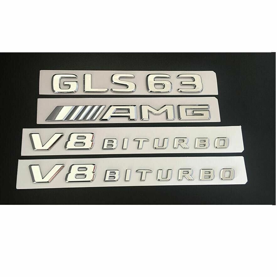 Chrome Trunk Fender Emblems Badges for Mercedes Benz X166 GLS63 AMG V8 BITURBO Chrome Trunk Fender Emblems Badges for Mercedes Benz X166 GLS63 AMG V8 BITURBO