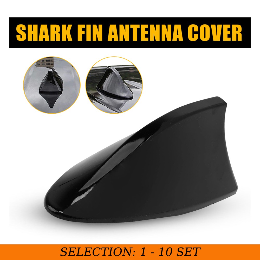 1-10X BLACK Shark Fin Car Roof Antenna Radio FM/AM Signal Aerial Kit Accessories