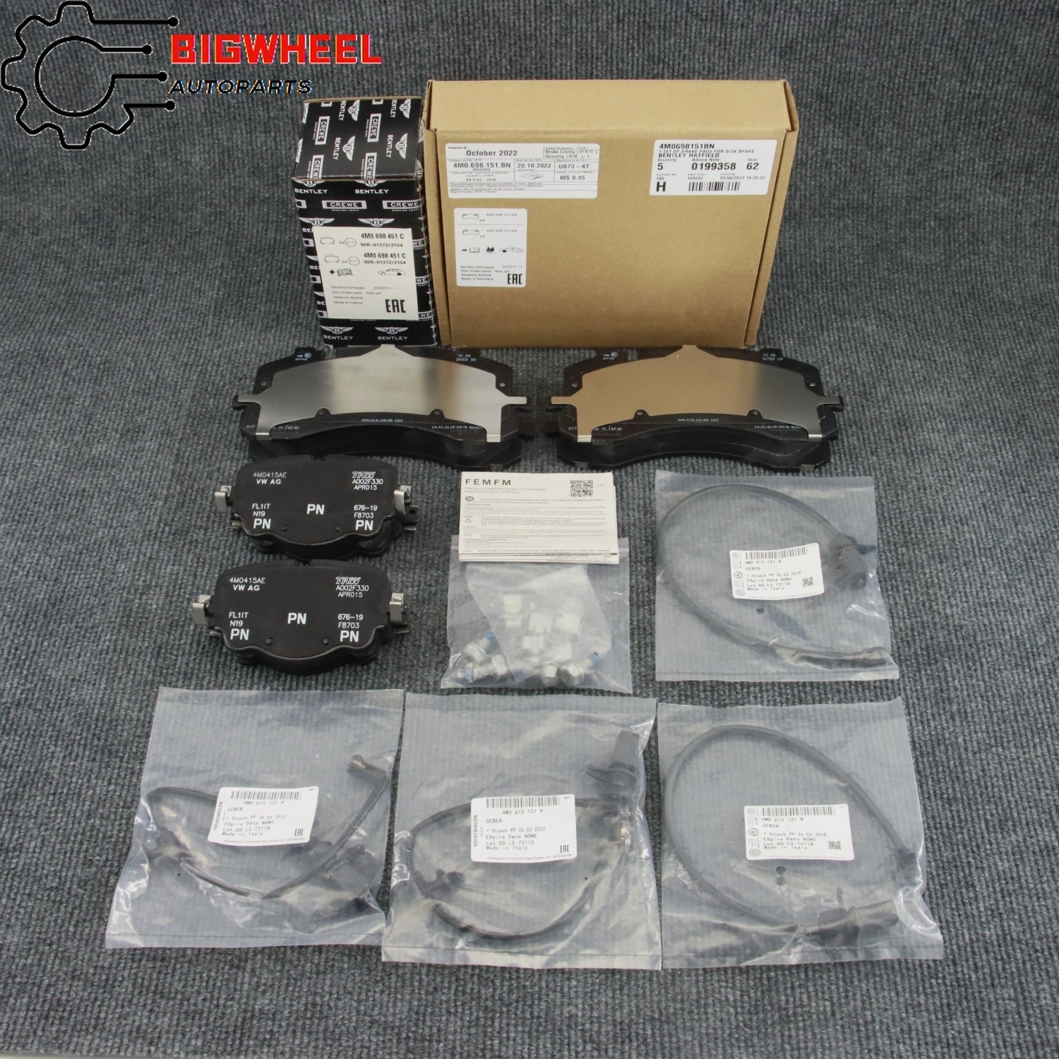 2set OEM Front & Rear Brake Pad kit for Bentley Bentayga (2017+)