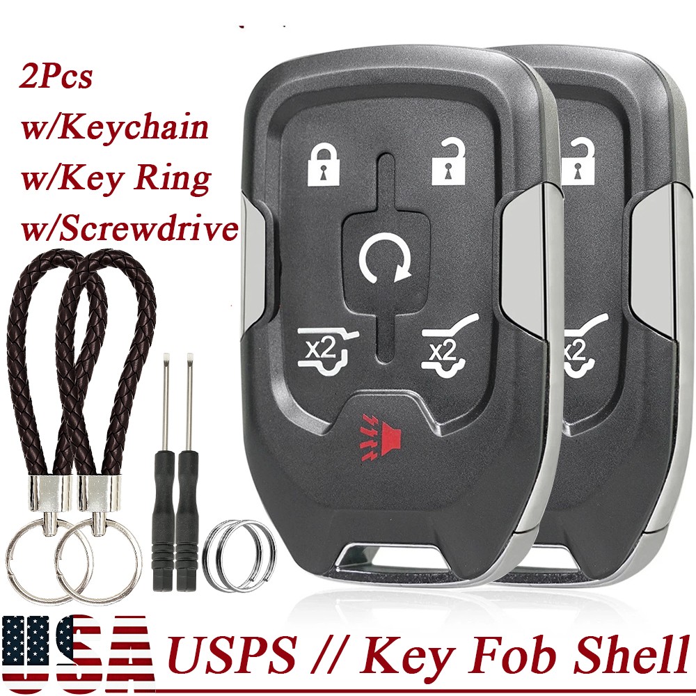 2 For 2014 2015 2016 2017 2018 2019  GMC Yukon Remote Key Fob Shell Case 6Button