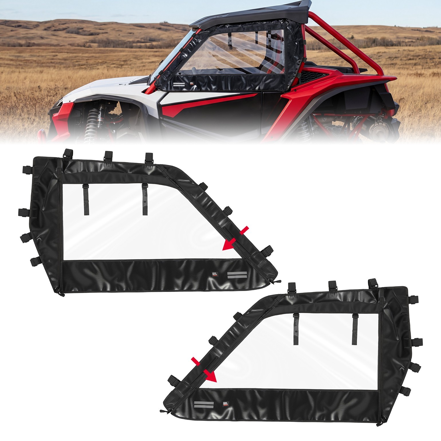 KEMIMOTO UTV Soft Upper Doors Cab Enclosure for Honda Talon 1000X 1000R 2019-26