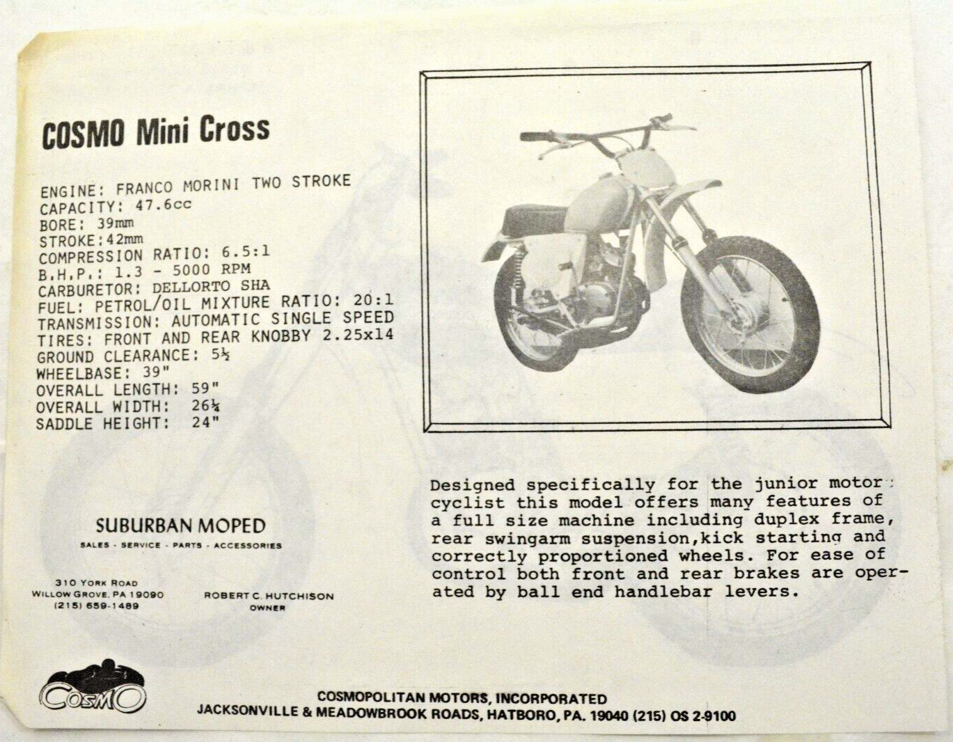 1977 Cosmo Mini Cross Factory Dealer Sales Brochure