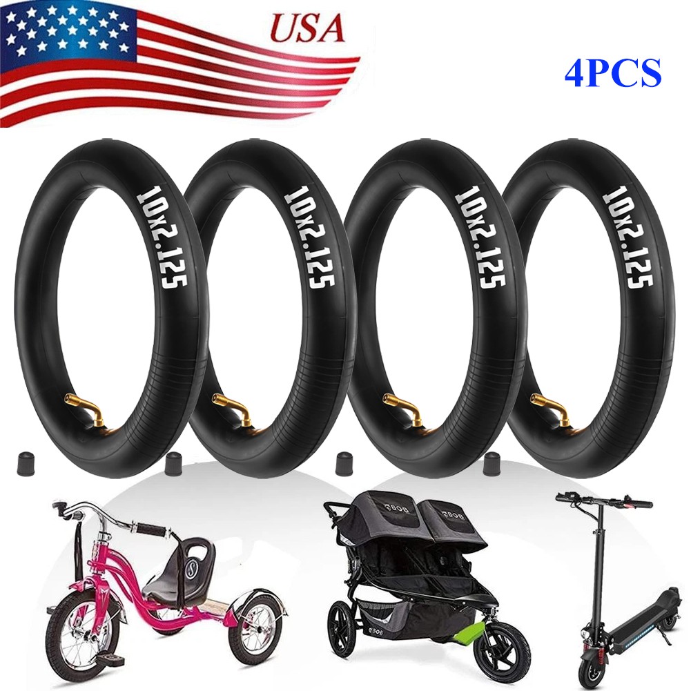 10X2.125 Inner Tube fit 10X2 & 10x2.5 Scooter Tire 90° Angled valve Scooter 4PCS