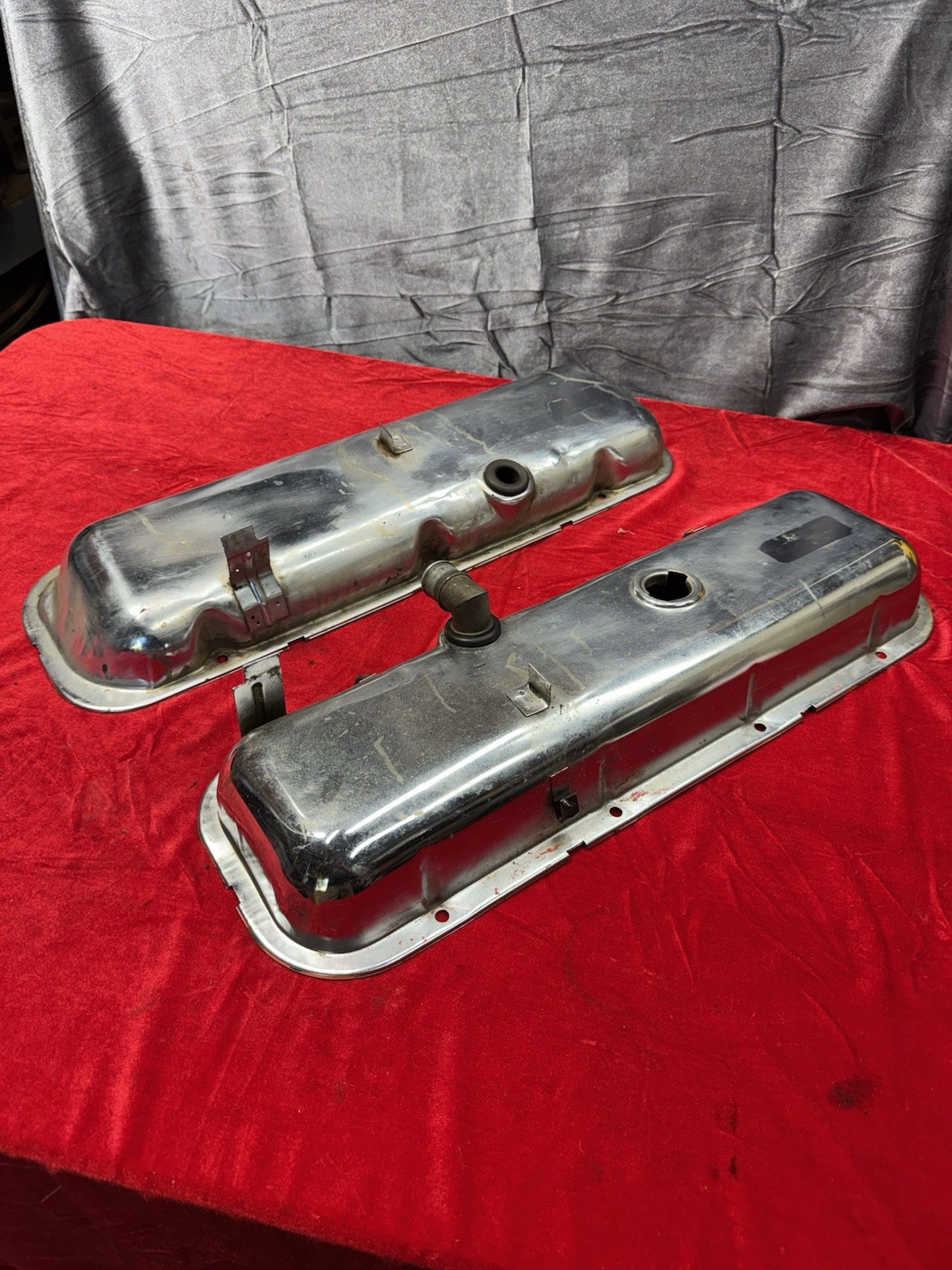 1965-1972 CHEVROLET BBC 396 427 ORIGINAL Chrome Dripper Valve Covers 1966 1967