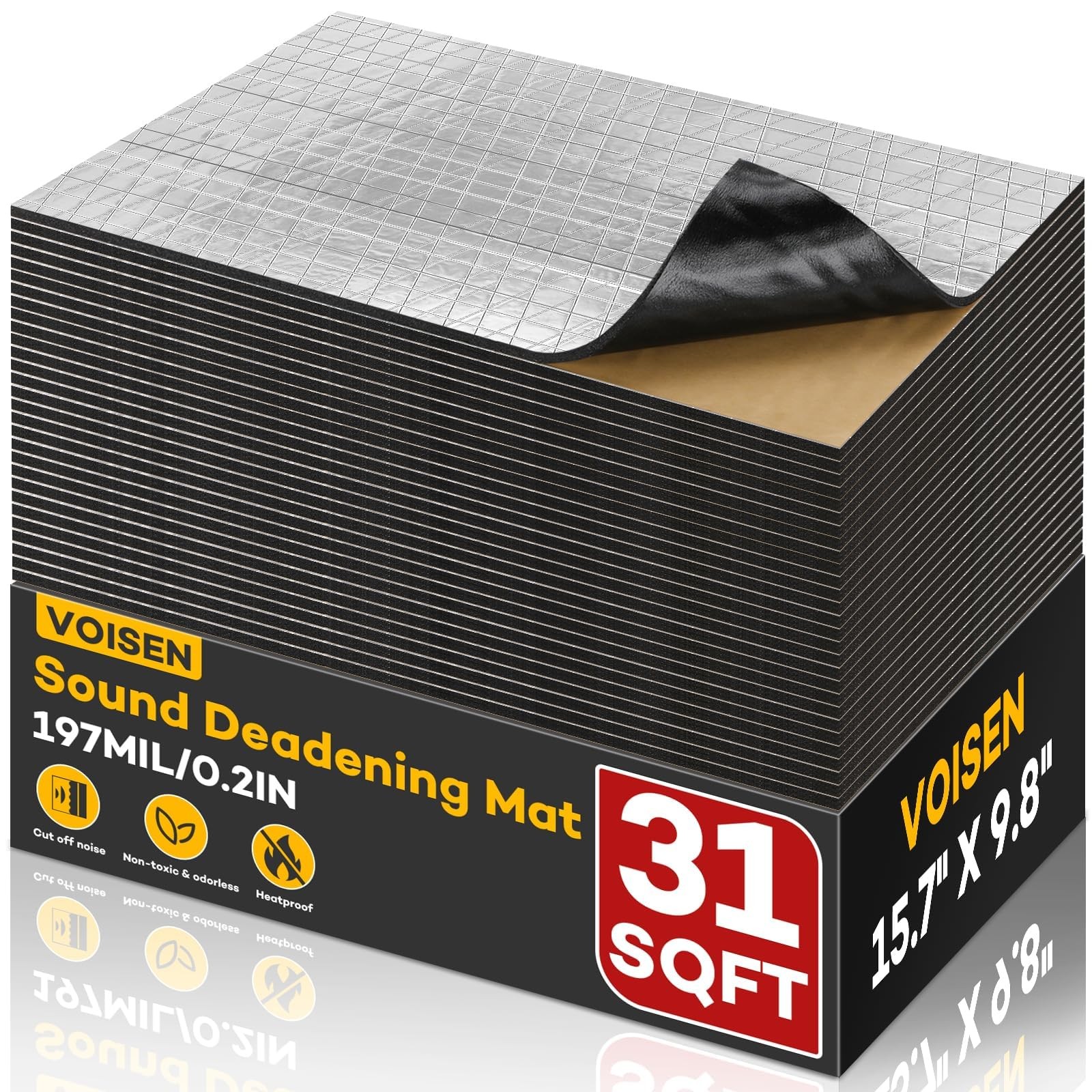 VOISEN Sound Deading Material for Cars,197 mil(5mm) 31 sqft Sound Deadening VOISEN Sound Deading Material for Cars,197 mil(5mm) 31 sqft Sound Deadening