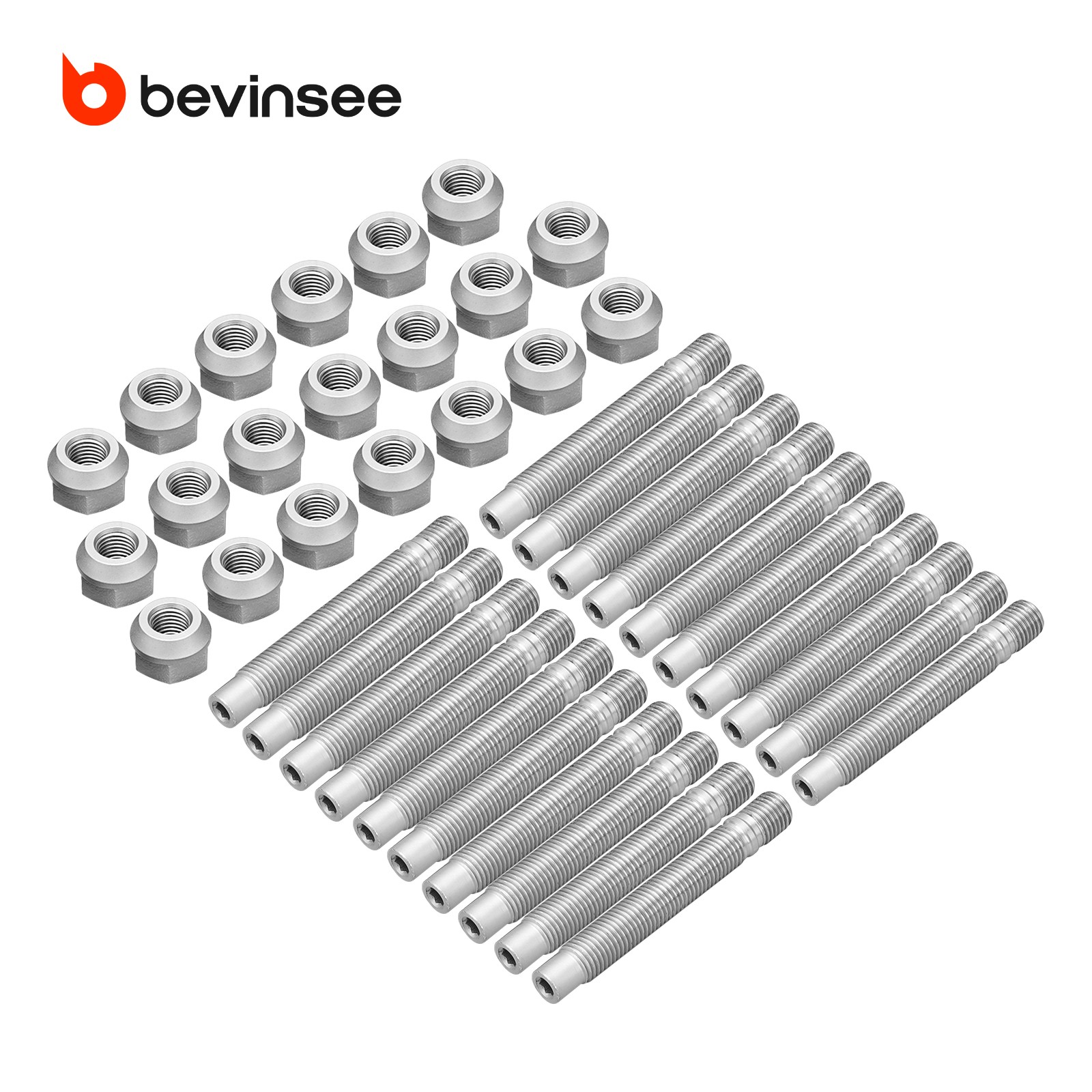 BEVINSEE Pack of 20 Wheel Stud Conversion Kit M12x1.5 Extended Adapter 90mm
