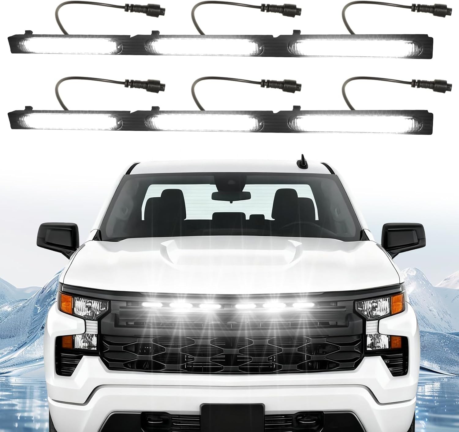 LED Front Grill Grille Lights for 2022-2025 Silverado 1500 WT Custom Accessories