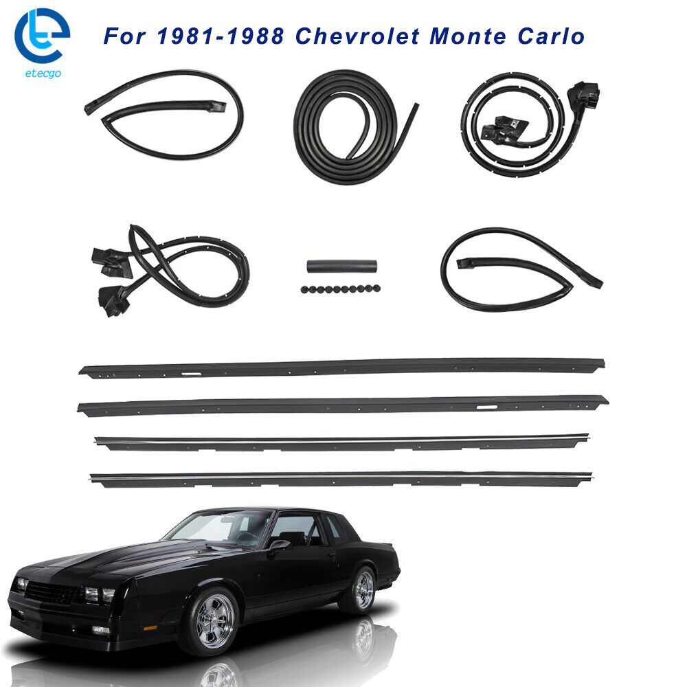 9PCS For 1981-1988 Monte Carlo Roof Rail Window Door Trunk Seal Weatherstripping