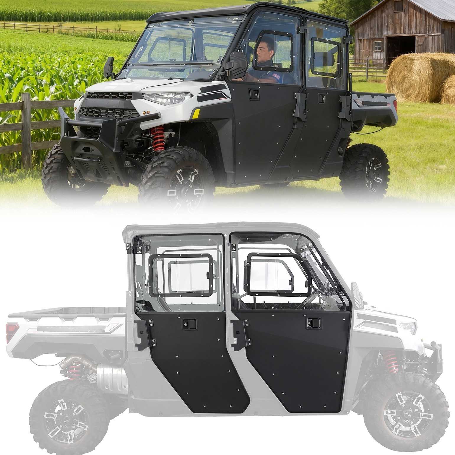 2-in-1 UTV Doors Cab Enclosure Doors For 2019-2027 Polaris Ranger Crew XP 1000