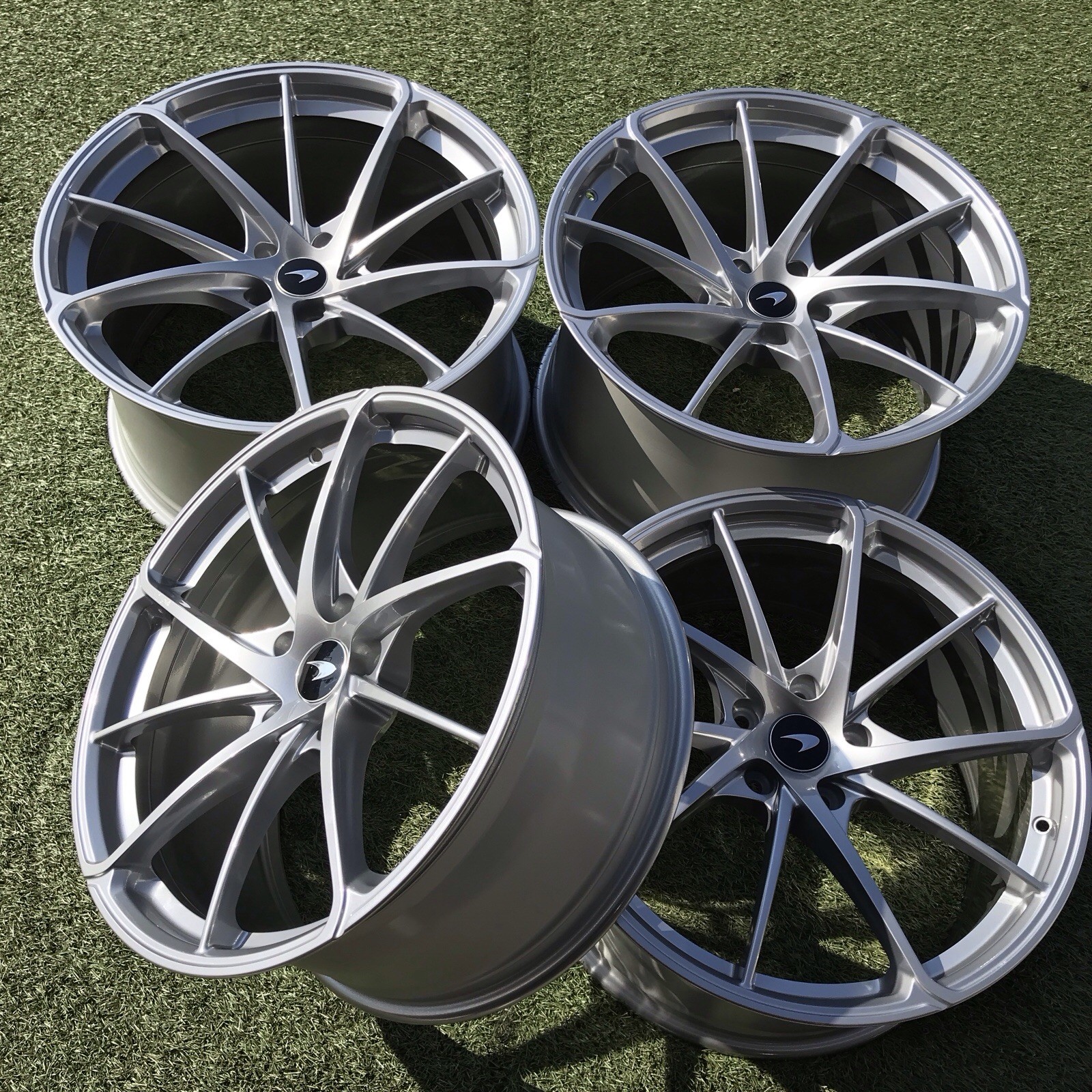 19 20 MCLAREN 750S RIMS OEM GENUINE STOCK SET 4 SILVER 720S
