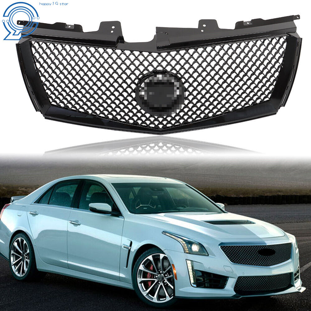For 2008 2009-2013 Cadillac CTS Front Bumper Upper Grille Mesh Gloss Black