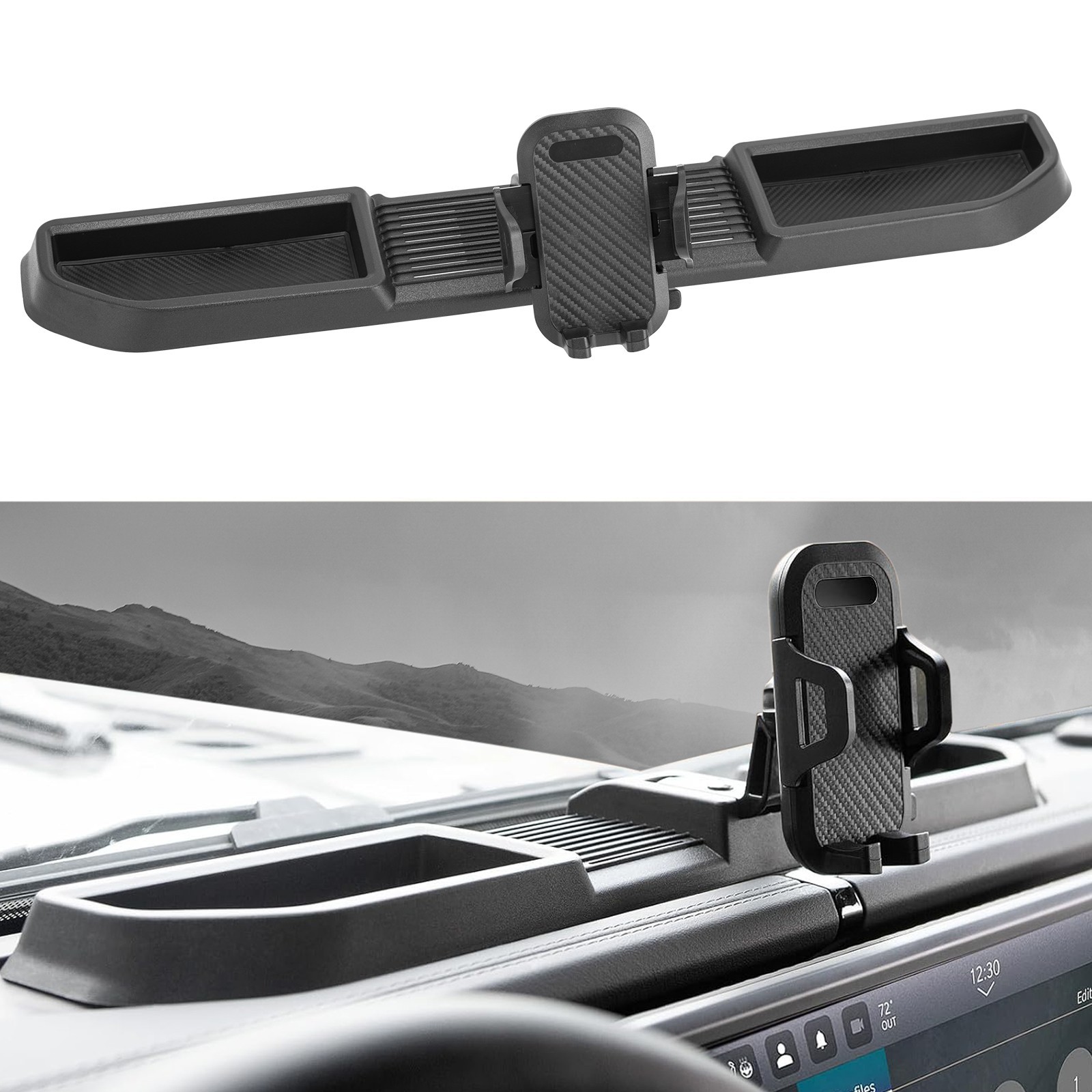 SUNPIE Dash Phone Holder Mount Panel  Storage Box for Jeep Wrangler JL 2024-2026