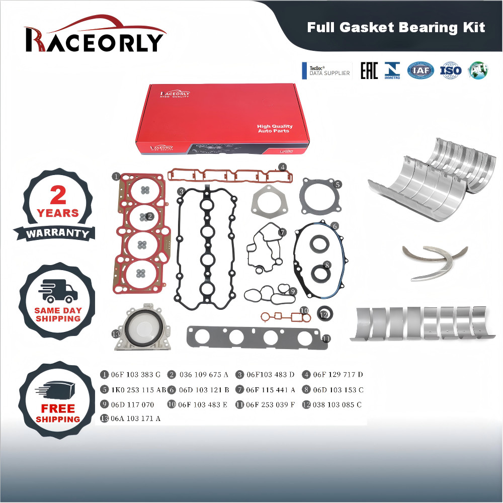 RACEORLY Full Gasket Kit Bearing STD For VW GTI MK5 Audi A4 C6 2.0L BPY BWA