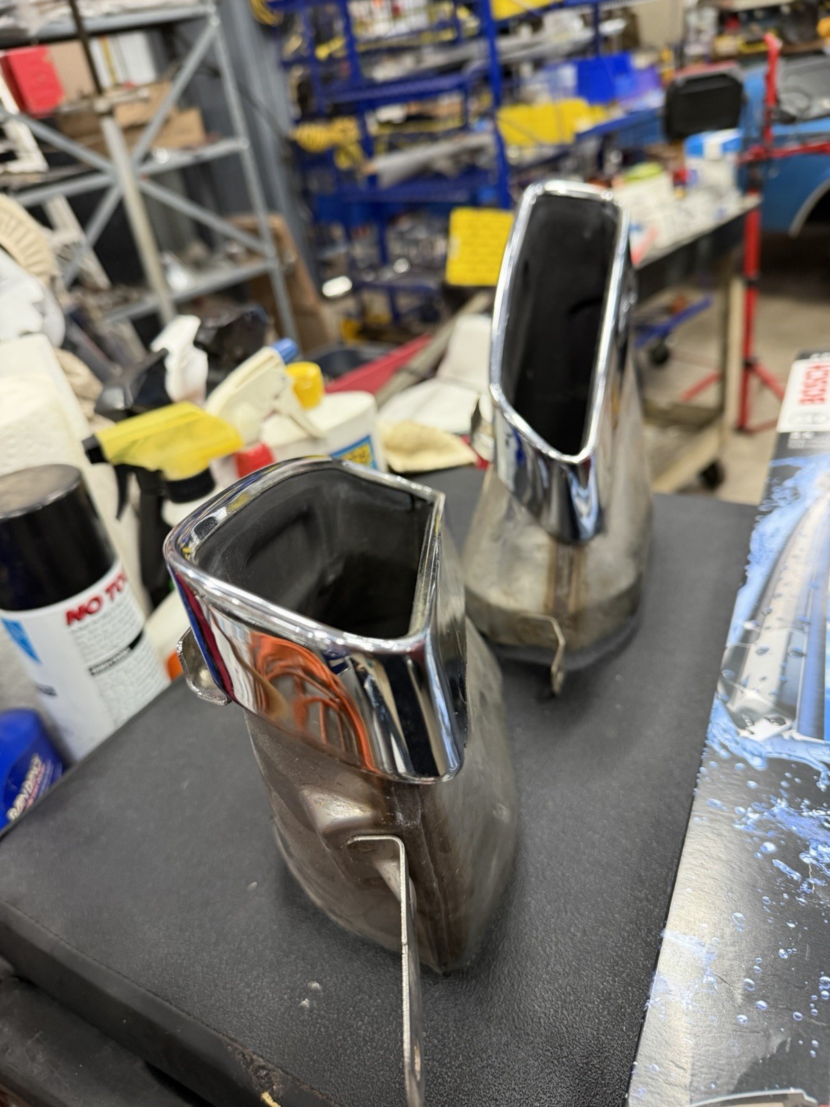 Audi Exhaust Tips L & R Chrome OEM 4G0253825 Extension Matched Set Italy Audi Exhaust Tips L & R Chrome OEM 4G0253825 Extension Matched Set Italy