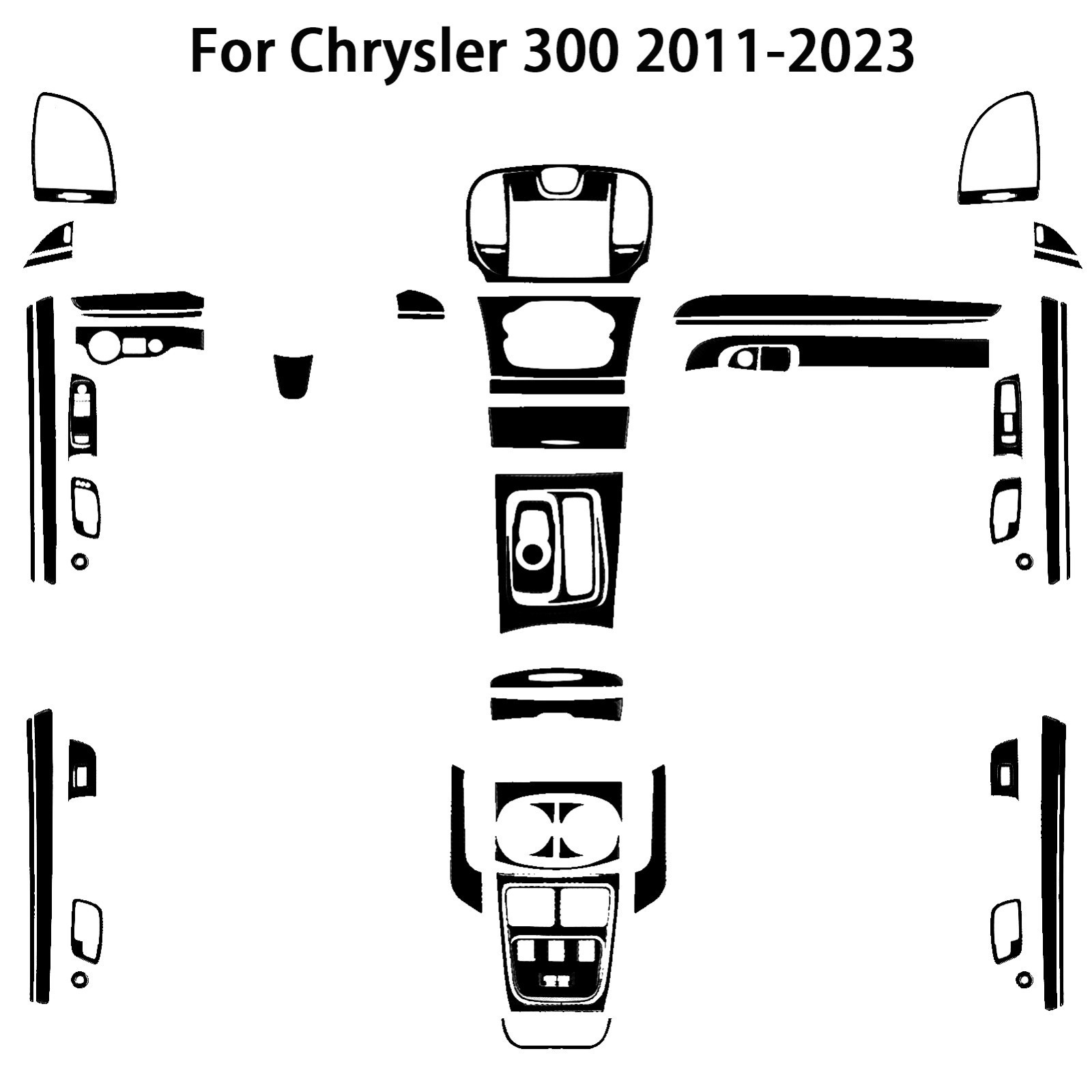 68Pcs Suitable for Chrysler 300 glosy piano black full interior kit 2011-23
