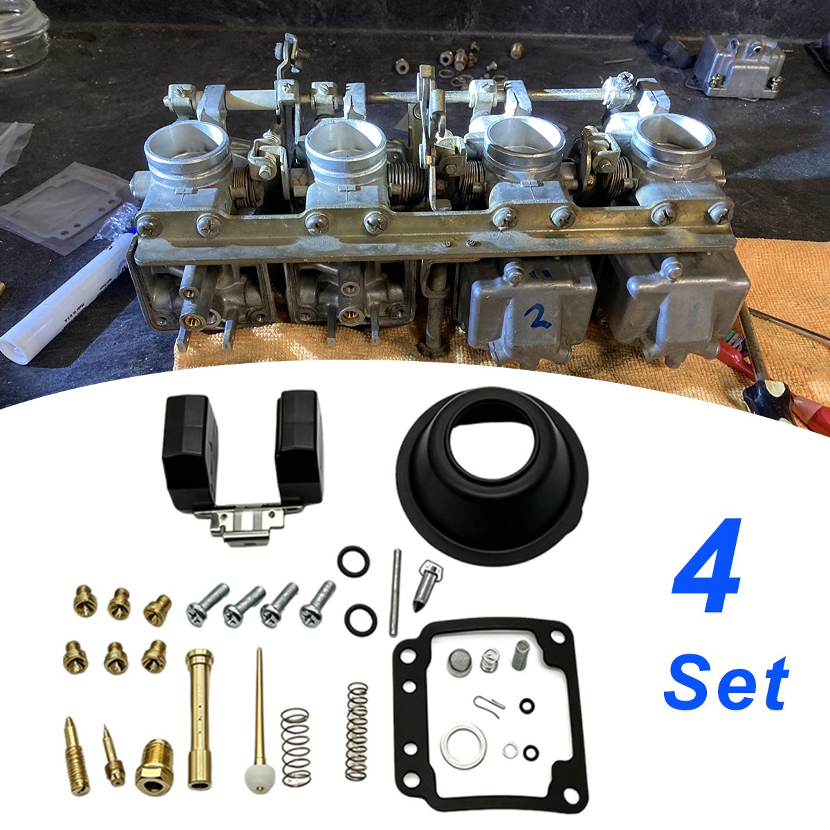 4x Carburetor Rebuild Kit w/Float Replacement for 1980-83 Yamaha Maxim 650 XJ650