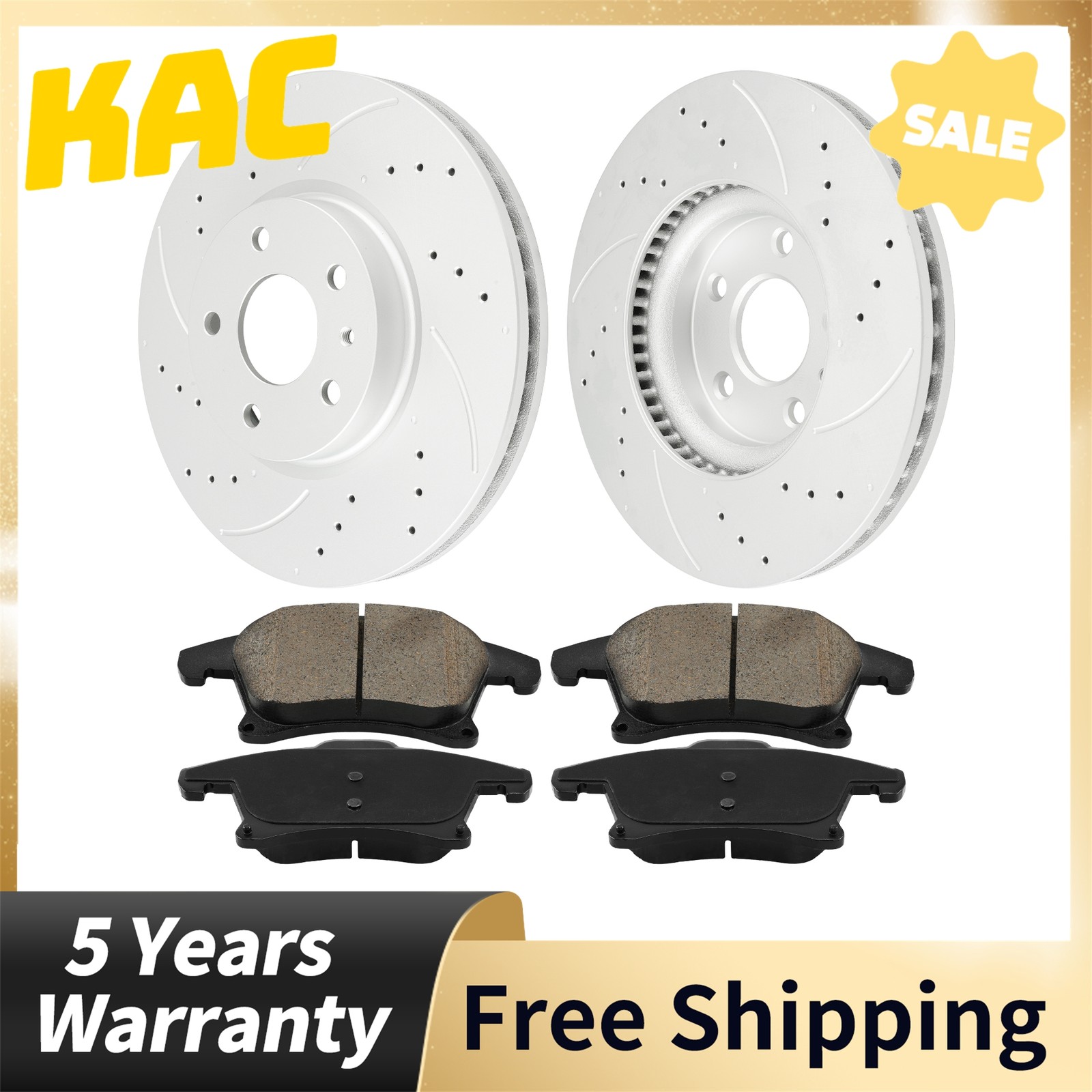 300mm Front Drilled & Slotted Brake Rotor and Pad Kit For Ford Fusion 2013-2016