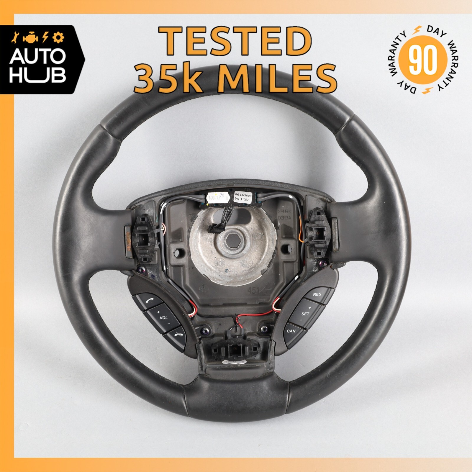 06-16 Aston Martin DB9 Rapide Steering Wheel Black 8G433600DA OEM 35k