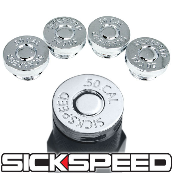 4 CHROME .50 CAL BULLETS TIPS FOR SICKSPEED SPIKED TUNER LUG NUTS WHEELS P6