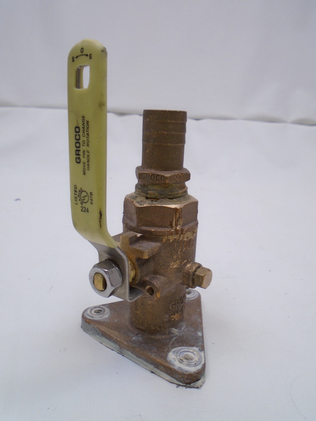 GROCO FBV-1000 BRONZE FLANGED BALL VALVE / SEACOCK WITH 1\