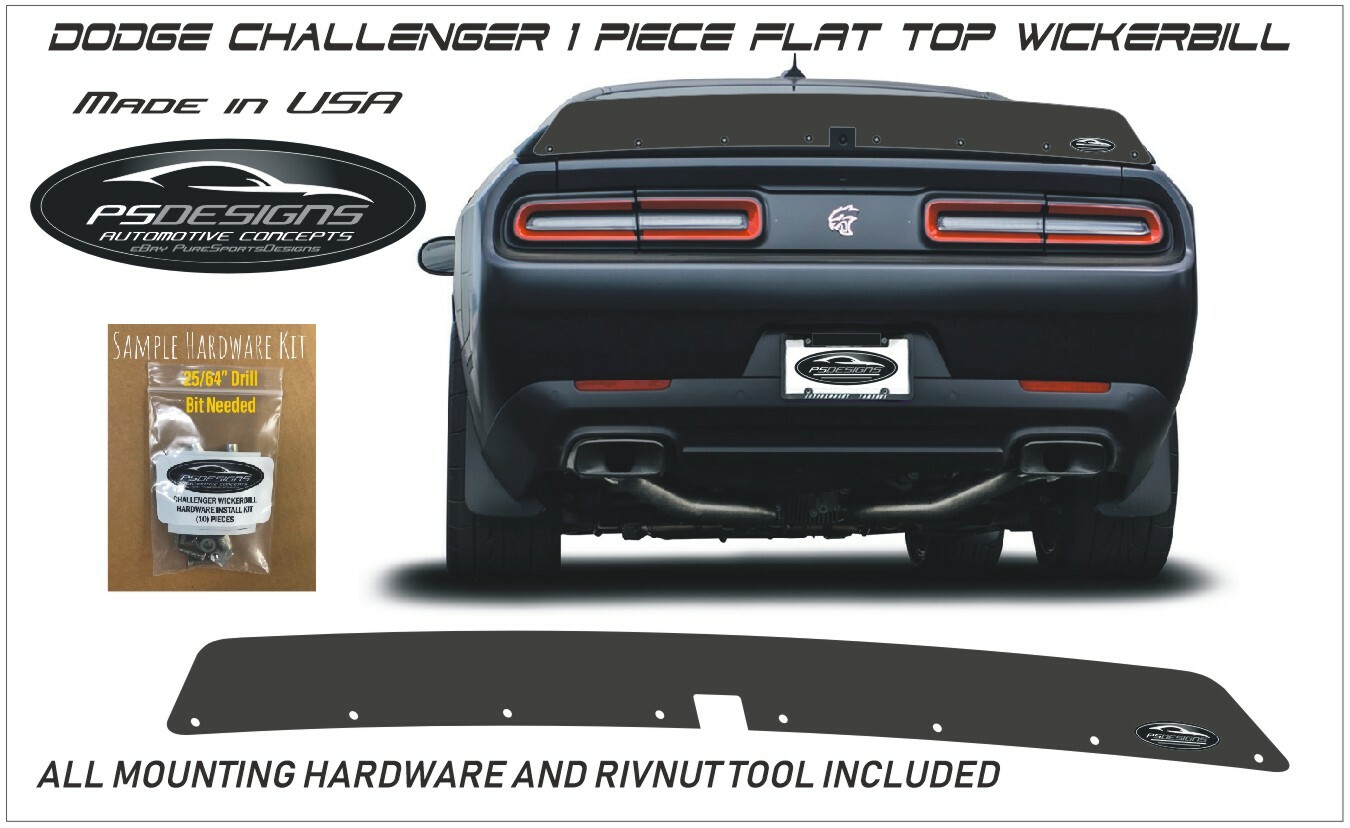Fits 2015+ 1 PC Dodge Challenger -  Wickerbill FLAT TOP Spoiler w BACKUP CAMERA