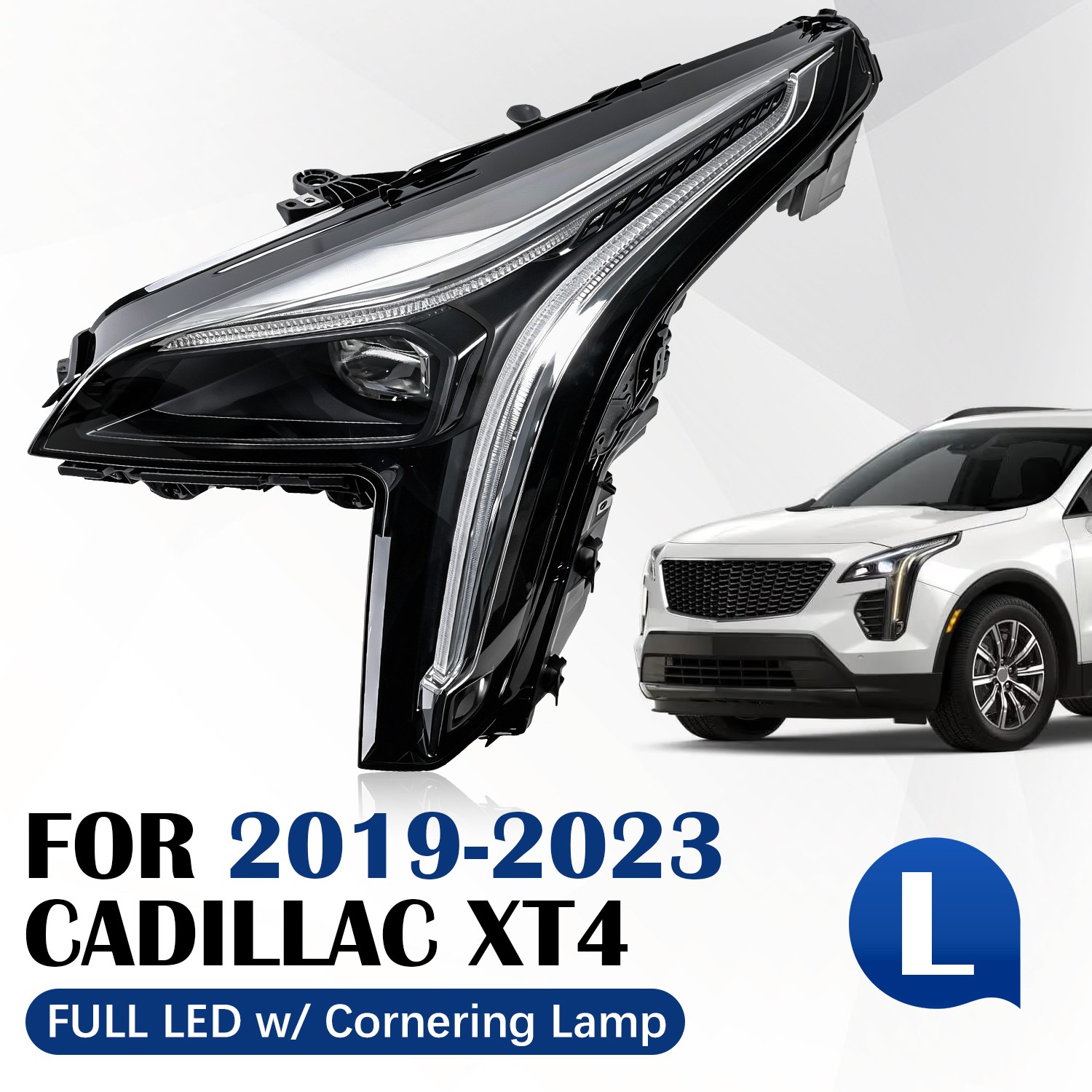 FULL LED Headlight For 2019-2023 Cadillac XT4 w/Cornering Lamps Left Driver Side