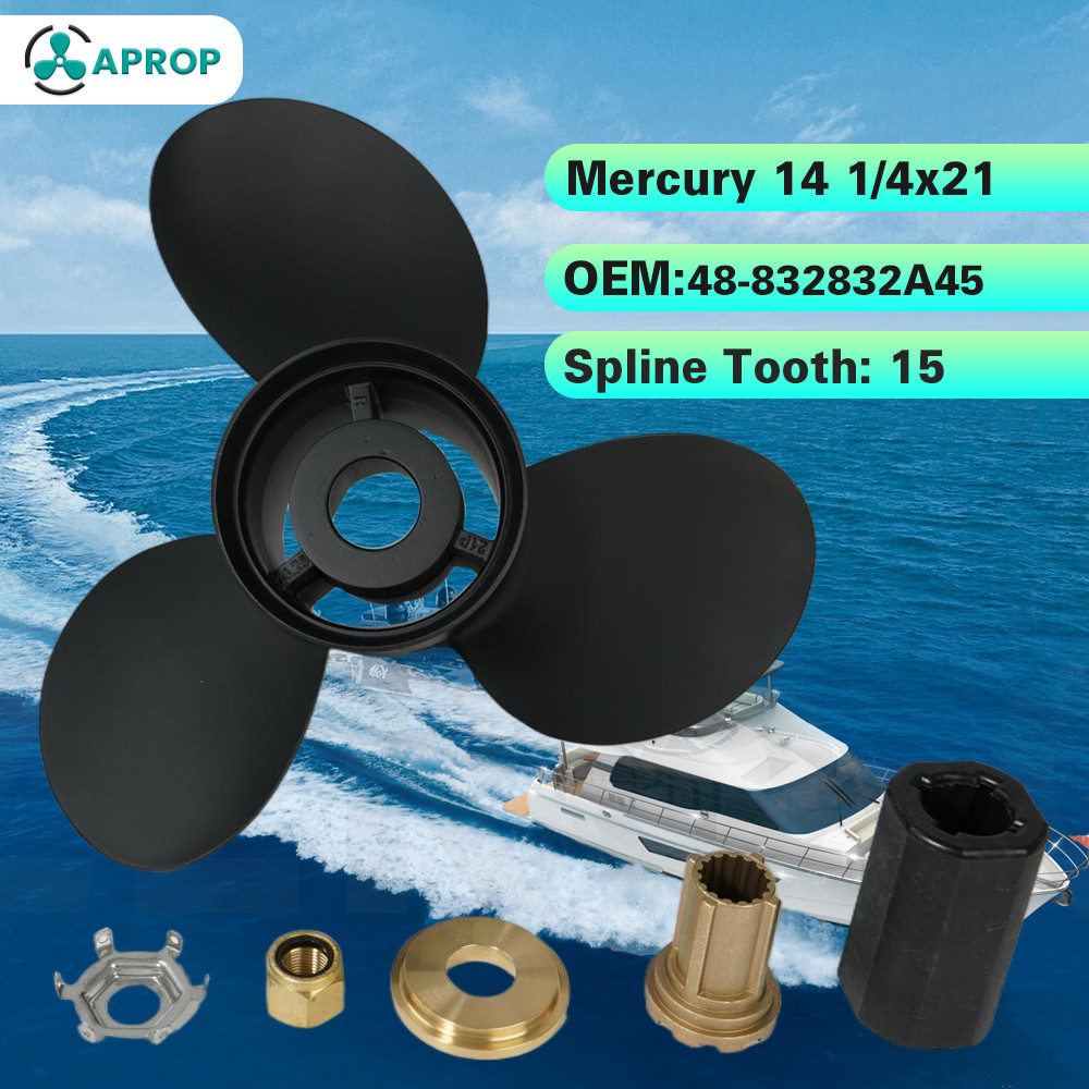 Aluminum 14 1/4 x 21 Boat Propeller For Mercury 90-300HP 15 Spline 21Pitch RH