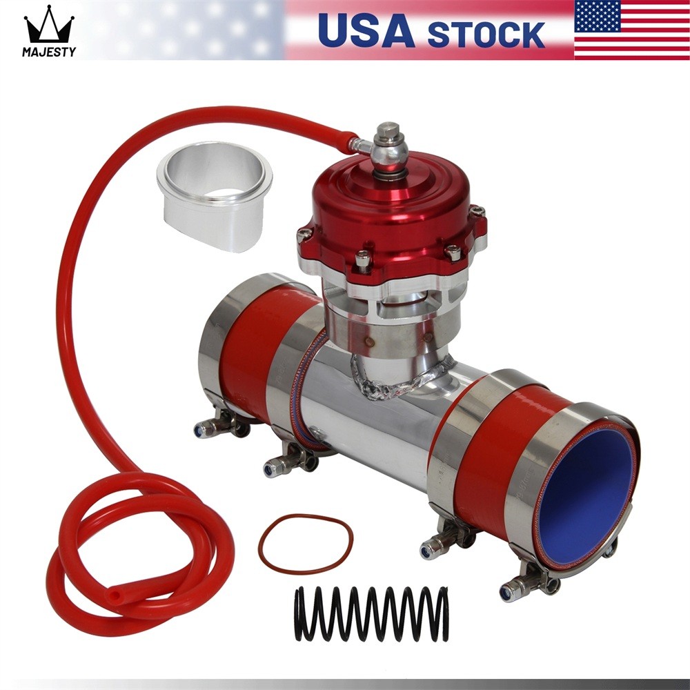 50MM 35PSI Boost V-Band Turbo Blow Off Valve BOV+3\'\' Flange Pipe Hose Kit Red