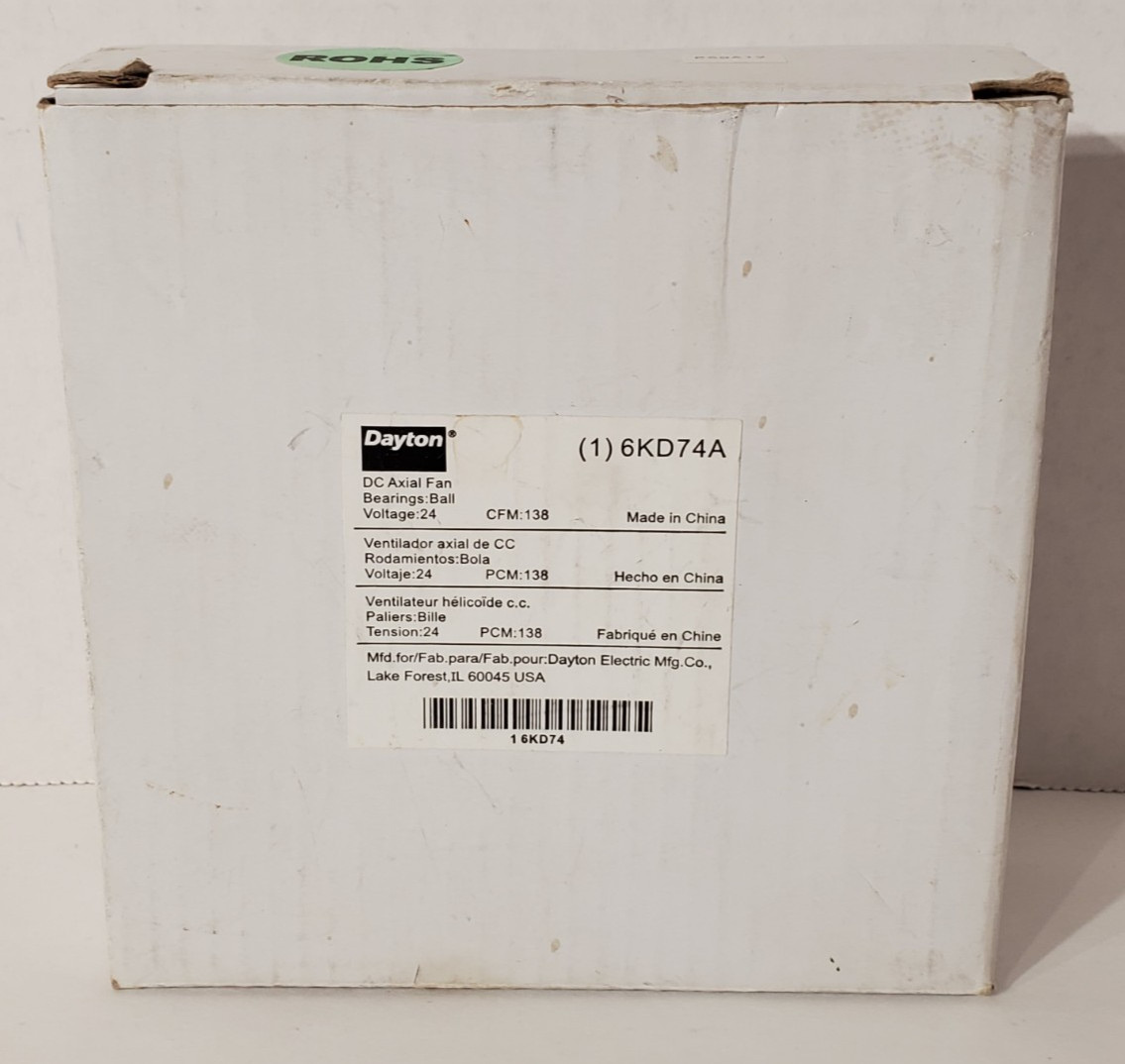 Dayton 6KD74 DC Axial Fan 24V 138 CFM NEW in Box Dayton 6KD74 DC Axial Fan 24V 138 CFM NEW in Box
