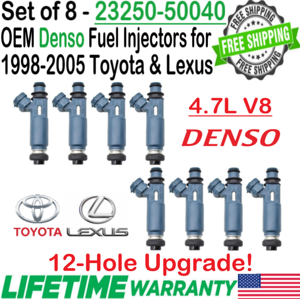 OEM x8 Denso Upgrade Fuel Injectors For 2000-2004 Toyota Tundra 4.7L V8