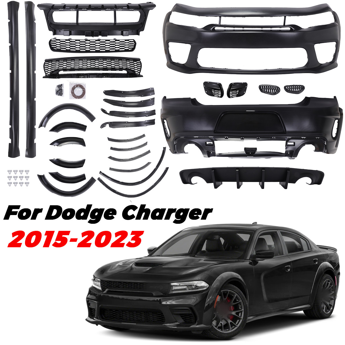Fit 2015 - 2023 Dodge Charger Widebody Kit Front and Rear bumper