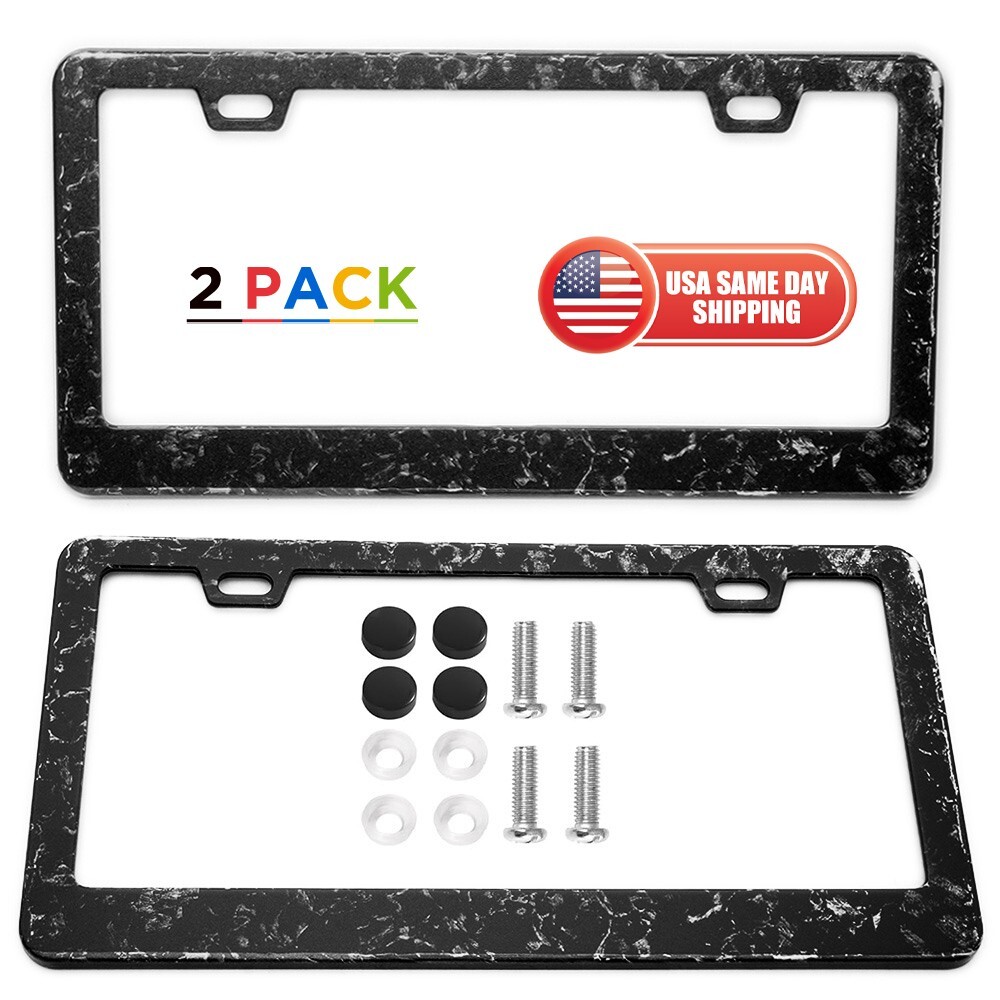2pcs Porsche Forged Carbon Fiber Style License Plate Frame with Screws Caps 2pcs Porsche Forged Carbon Fiber Style License Plate Frame with Screws Caps