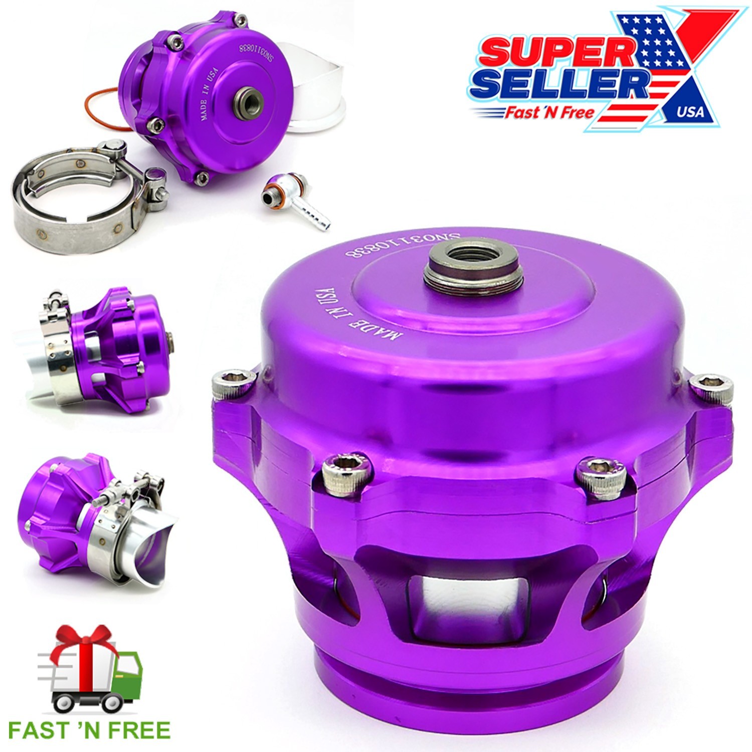 PURPLE Q Series 50mm Blow Off Valve BOV fits TIAL Flange & Springs - FAST SHIP