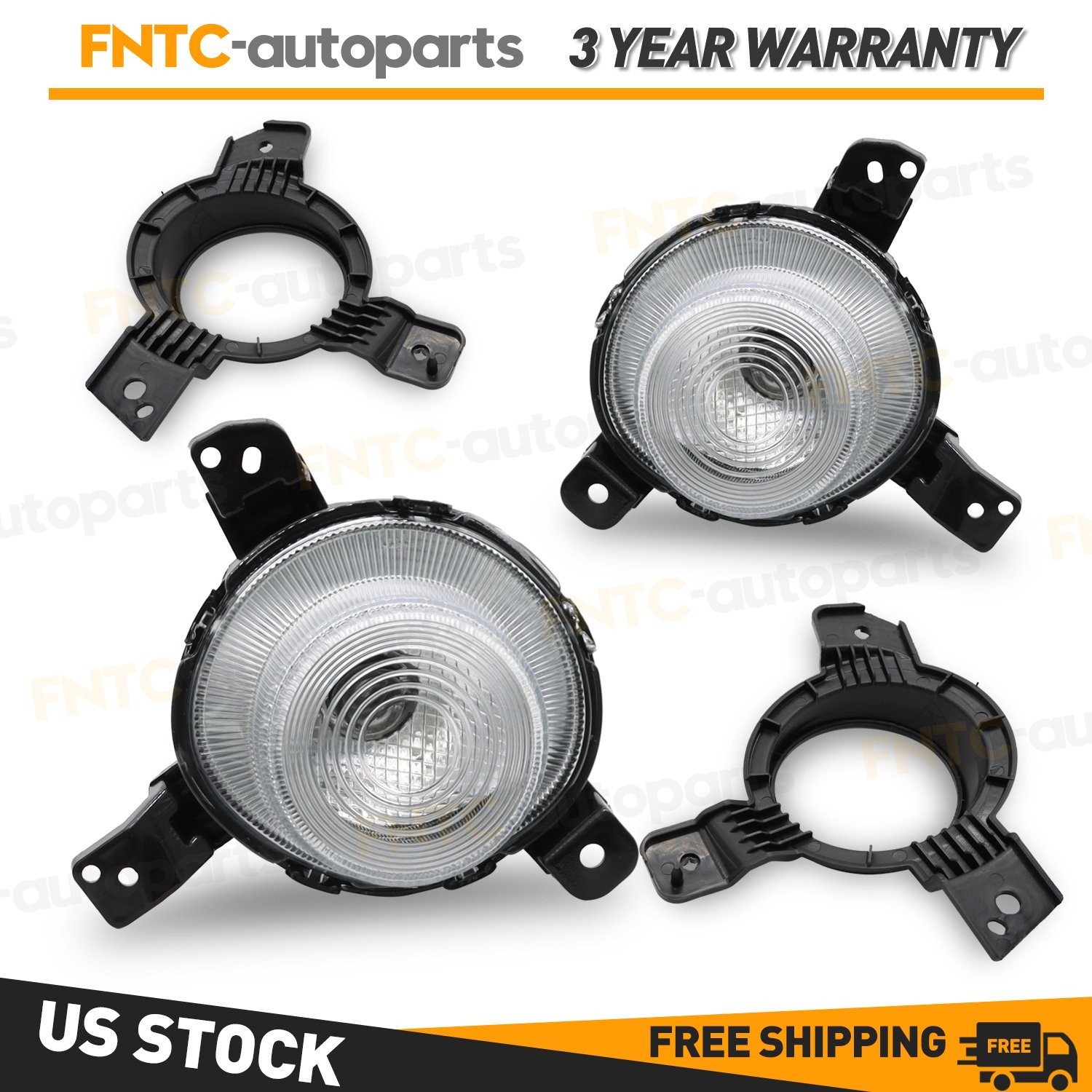 Pair Driver Passenger Side For 2019-2021 Kia Forte Fog Lights Lamps Assembly DRL