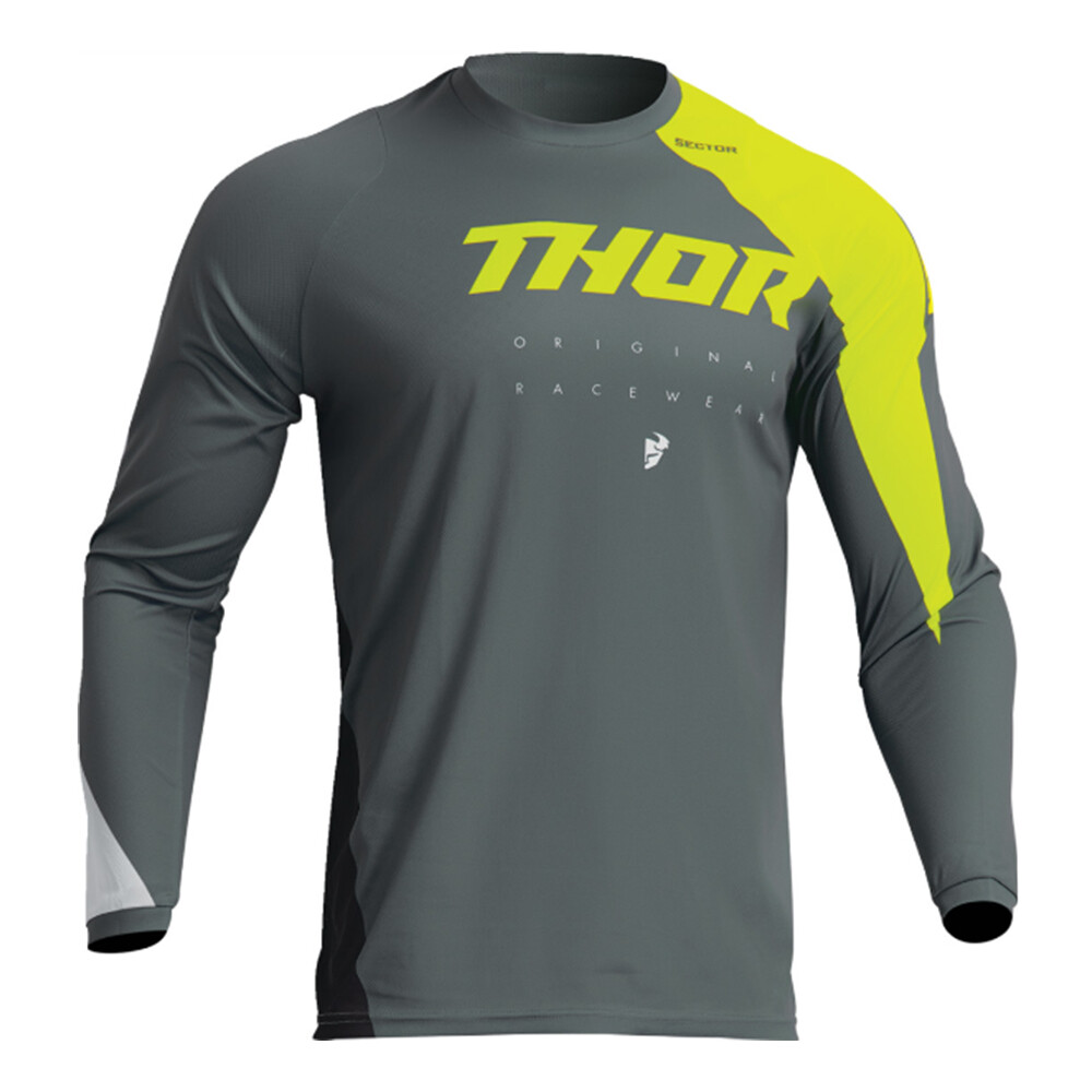 Thor Sector Edge Gray and Green MX Off-Road Jersey Men's Sizes SM - 3X Thor Sector Edge Gray and Green MX Off-Road Jersey Men's Sizes SM - 3X
