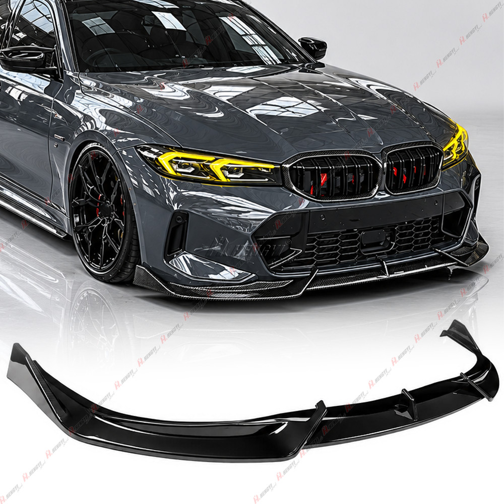 For BMW 320i 330i M-Sport M340i G20 23-26 V-Style Gloss Black Front Bumper Lip