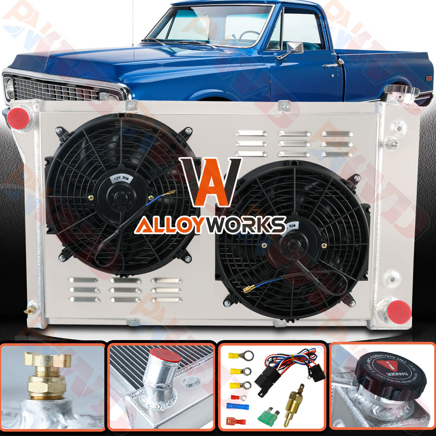 369 3 ROW RADIATOR+SHROUD FAN FOR 67-72 CHEVY/GMC C10 C20 C30 K10 K20 K30 PICKUP