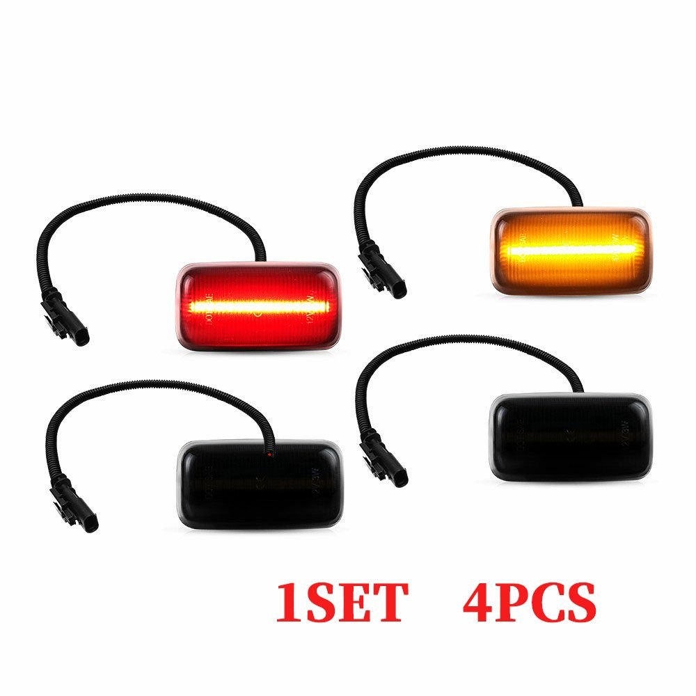 Fit 15-23 GMC Sierra 2500HD/3500HD Dually Bed 4-40X Amber+Red Side Marker Lights