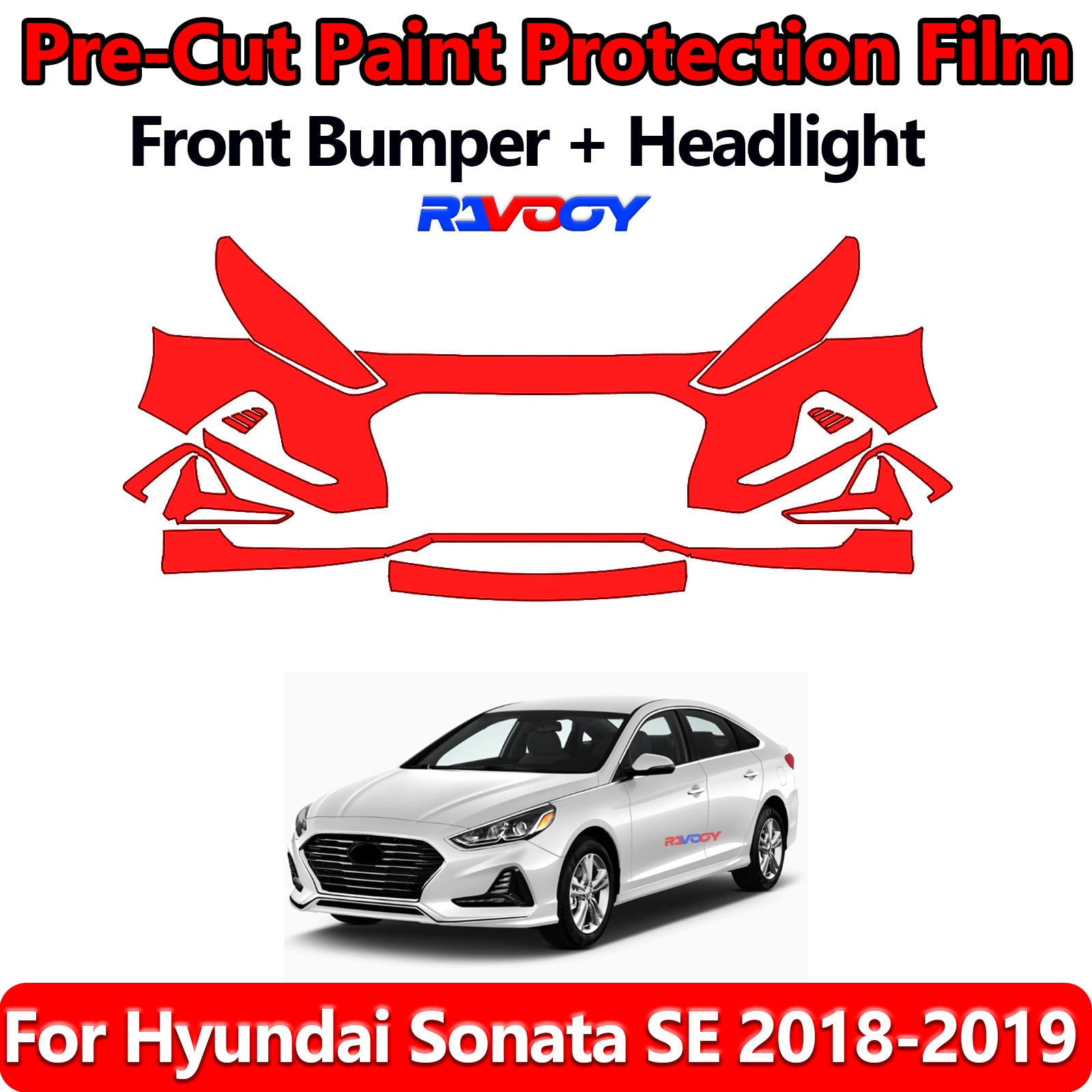 8.5Mil PreCut Front Bumper PPF Kit Film For Hyundai Sonata SE 2018-2019