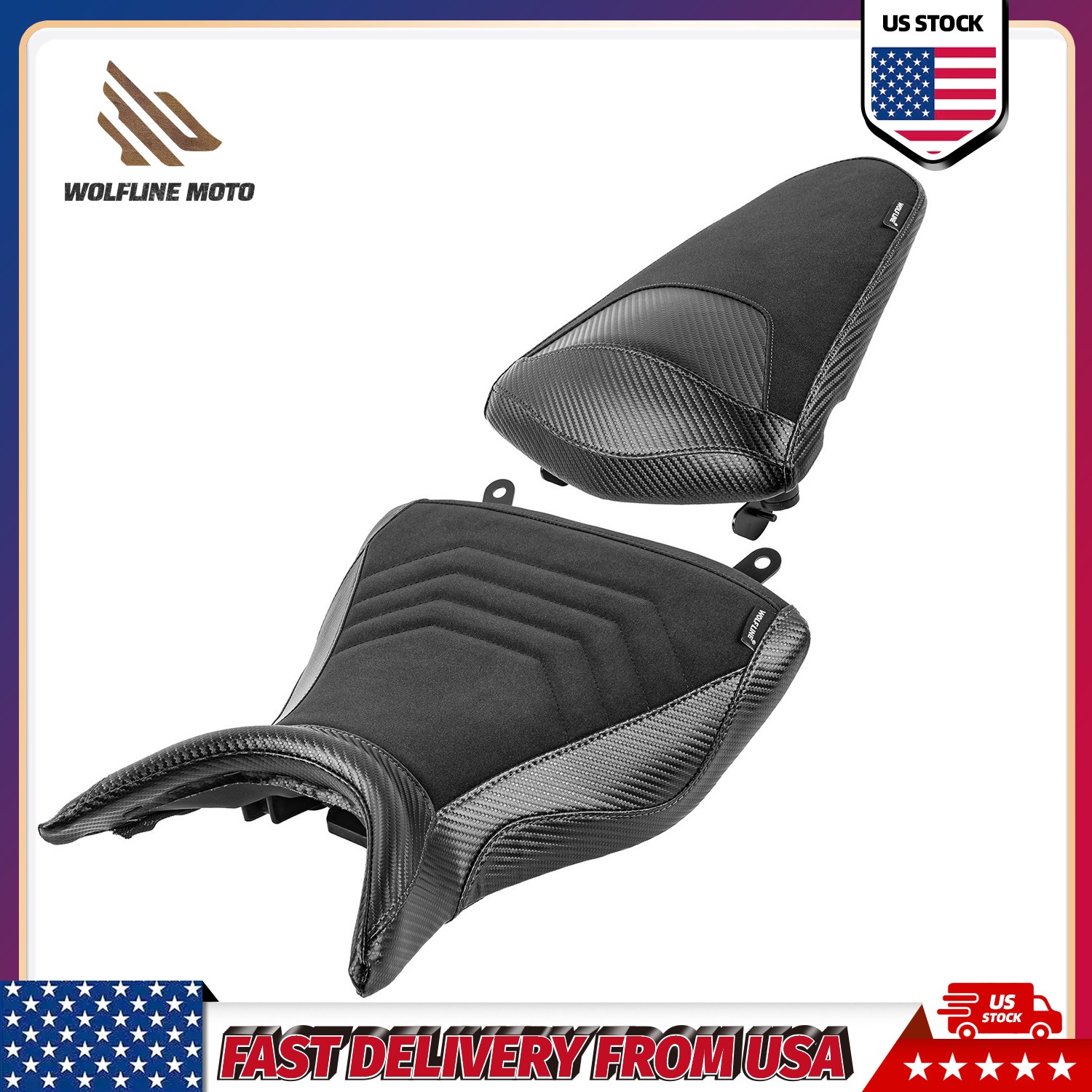 WOLFLINE Rider & Passenger Seat Set for Yamaha YZF-R3 & MT-03 2015-2024 Comfort