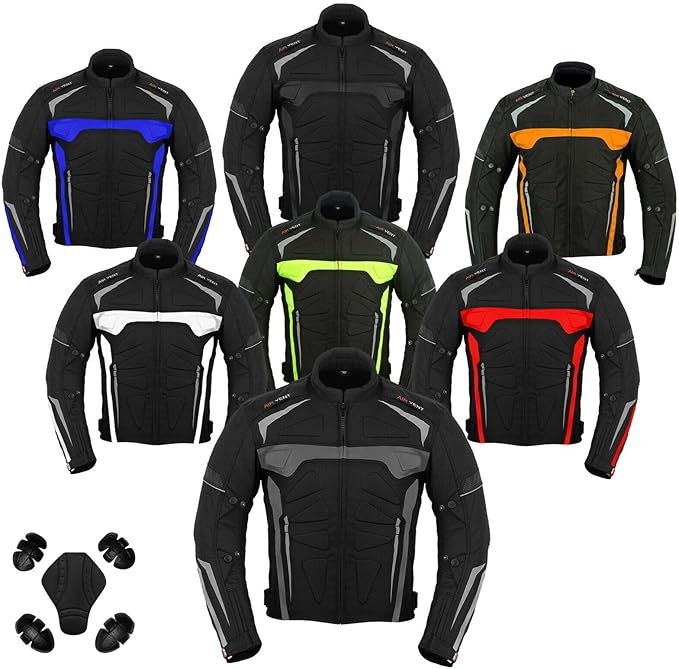 Mens Motorbike Jacket Waterproof CE Armoured For Bikers Coat Cordura Textile
