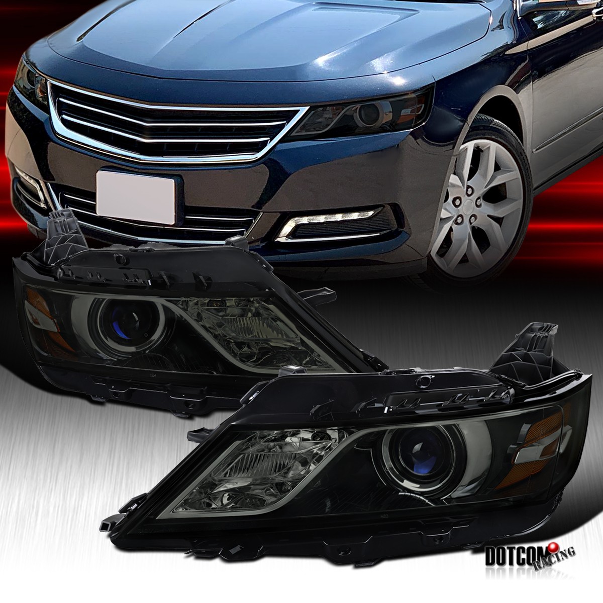 Black Smoke Fit 2014-2020 Chevy Impala Halogen Projector Headlights Lamps 14-20 Black Smoke Fit 2014-2020 Chevy Impala Halogen Projector Headlights Lamps 14-20