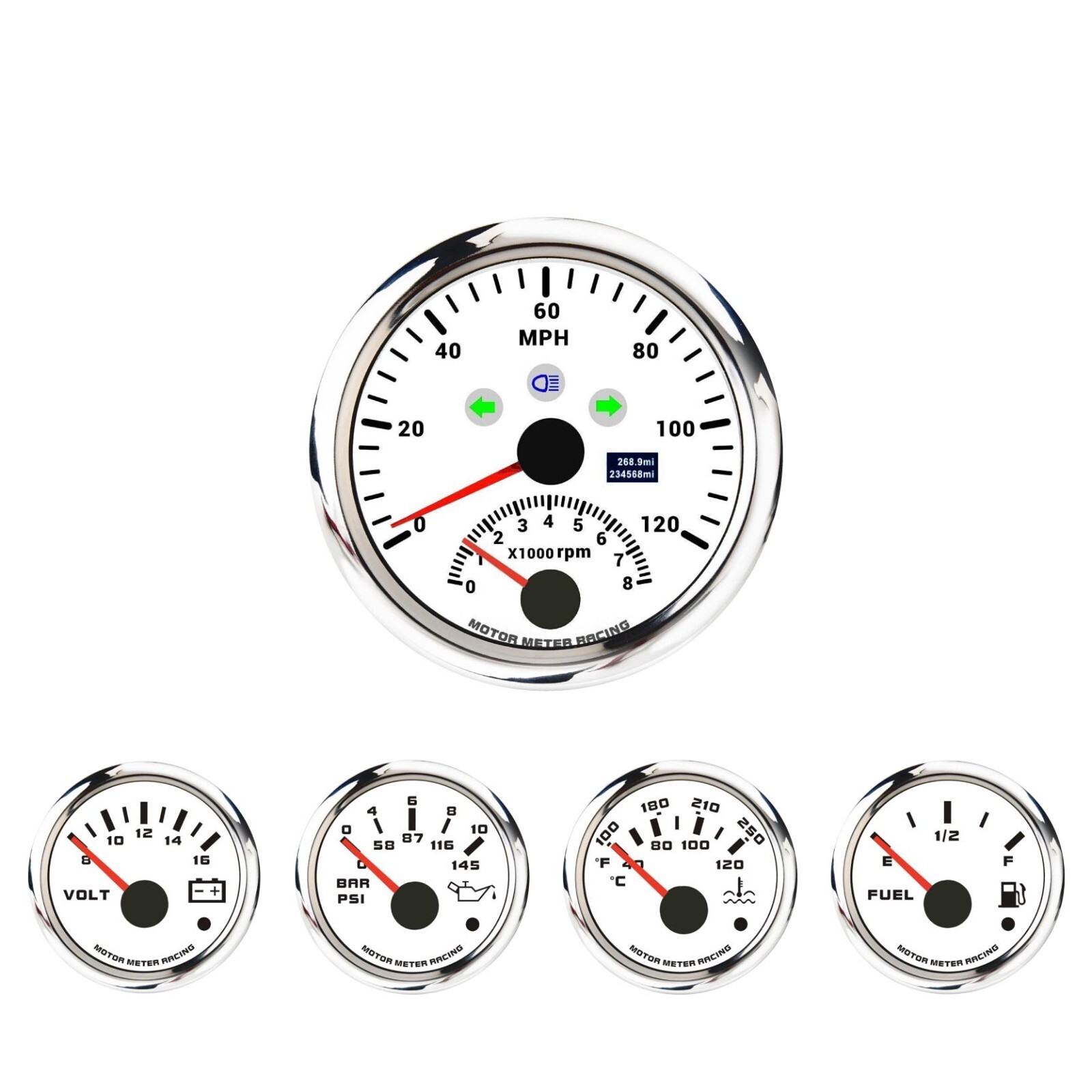 W PRO 5 Gauge Set 85mm GPS Speedometer Tachometer 120 MPH Turn Signal High Beam W PRO 5 Gauge Set 85mm GPS Speedometer Tachometer 120 MPH Turn Signal High Beam