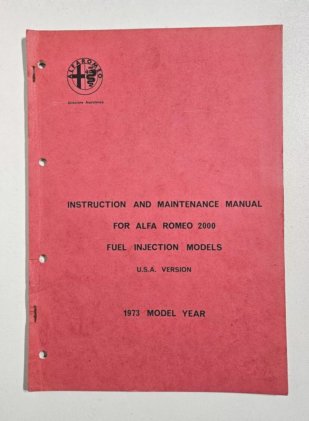 1973 Alfa Romeo 2000 Instruction & Maintenance Manual Fuel Injected USA Models