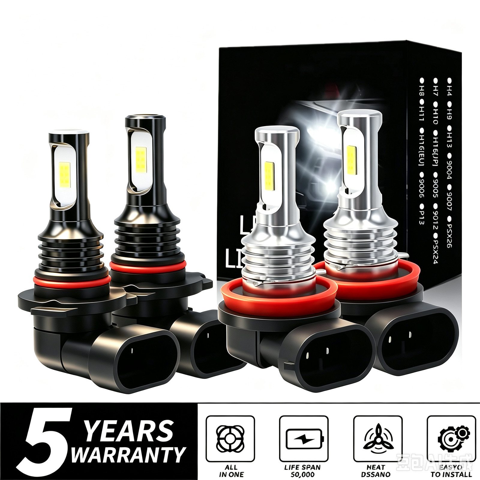 New 9005 H11 LED Headlight KIT Combo Bulbs High&Low Beam Super Bright White New 9005 H11 LED Headlight KIT Combo Bulbs High&Low Beam Super Bright White
