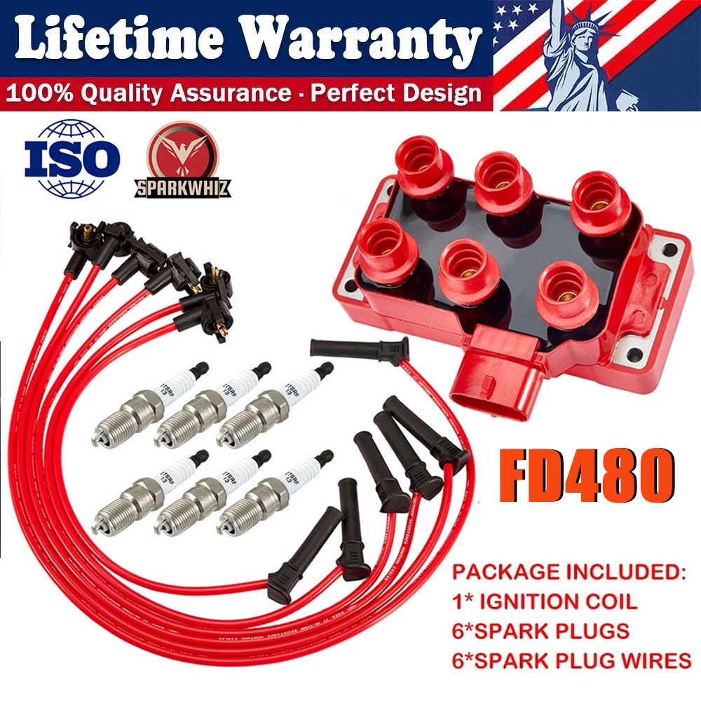 Ignition Coil & 6 Spark plug & 6 wire For Ford Explorer Sport Trac V6 4.0l FD480 Ignition Coil & 6 Spark plug & 6 wire For Ford Explorer Sport Trac V6 4.0l FD480