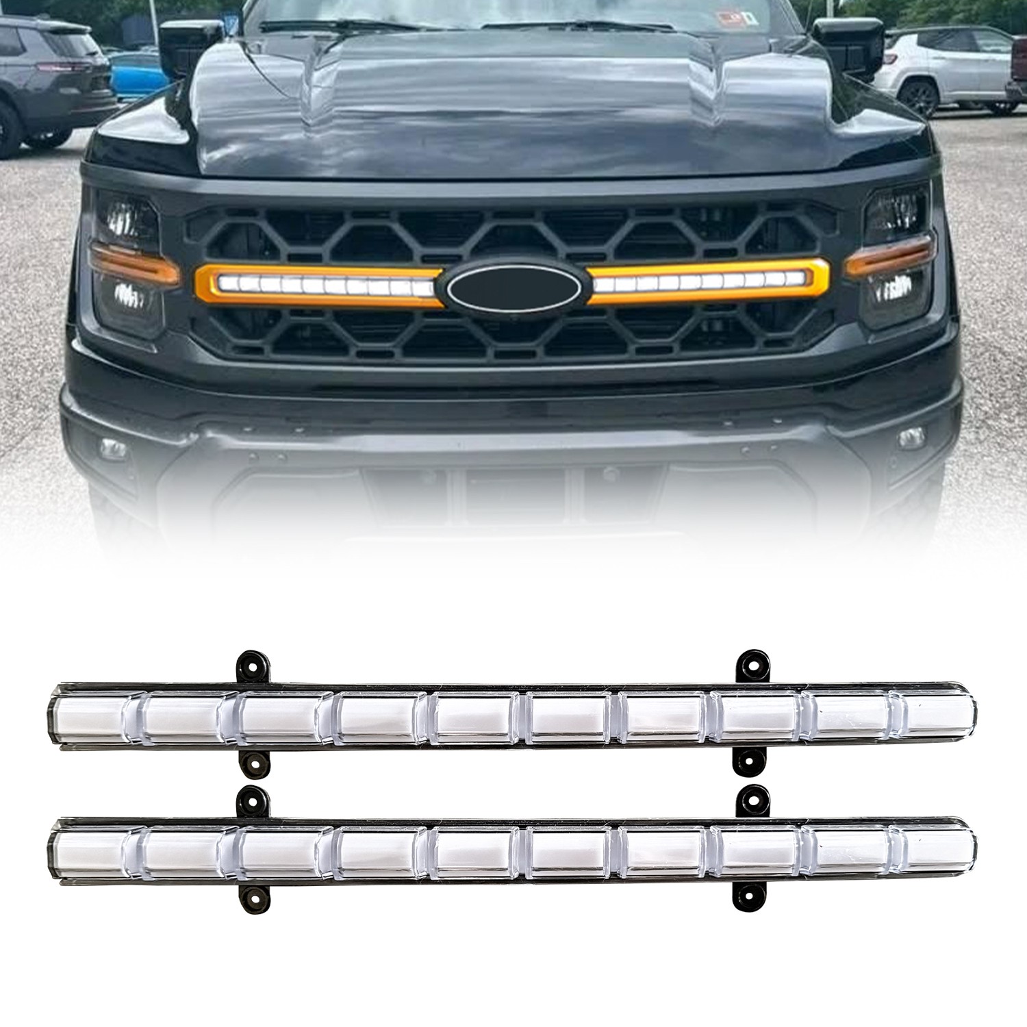 For 2024+ Ford F150 Tremor Clear Lens Amber DRL Dynamic Sequential Turn Signals