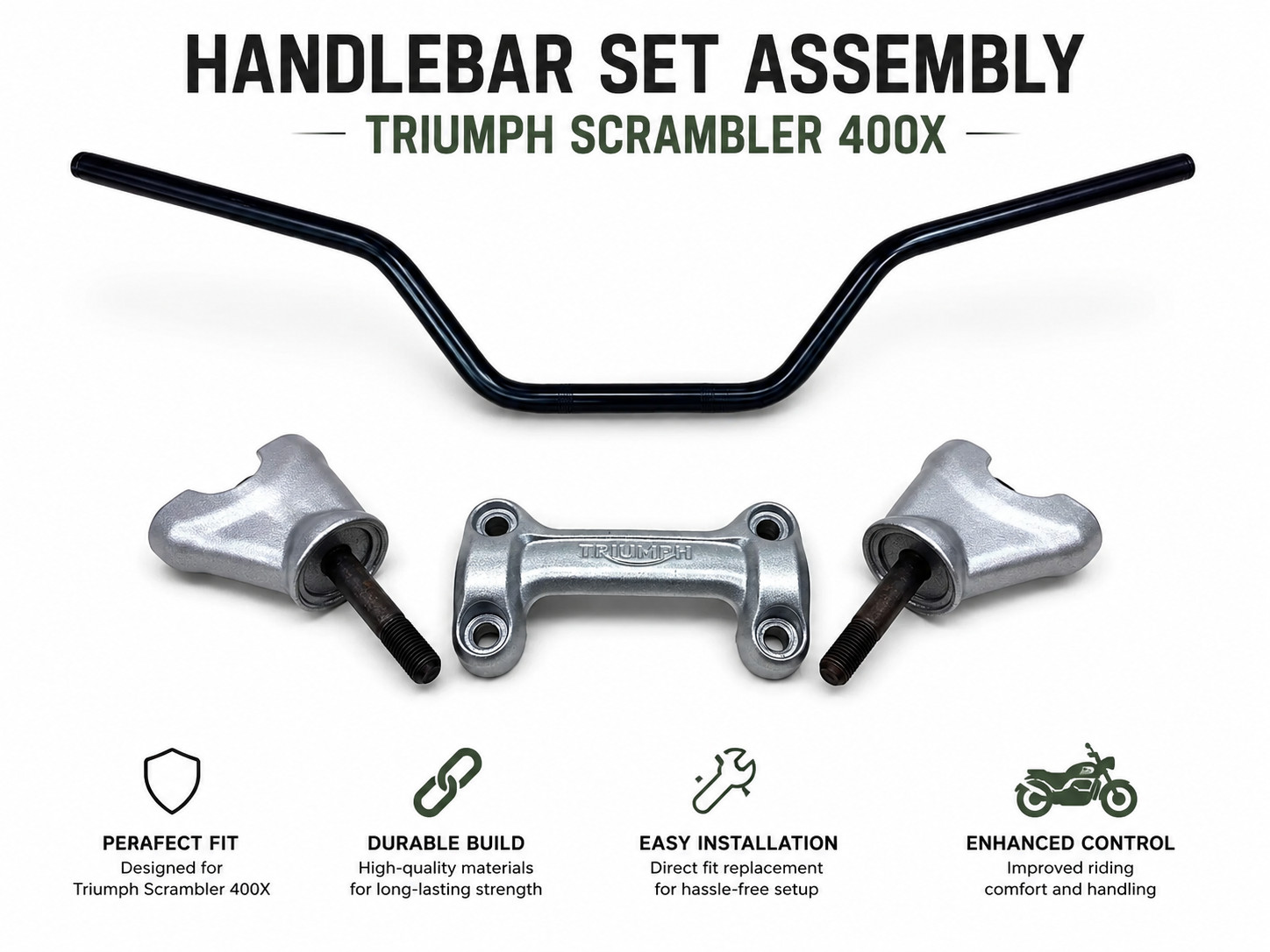 Handle Bar Set Assembly Triumph Scrambler 400 X - 56TA6B58, TA151034, 56TA6A58