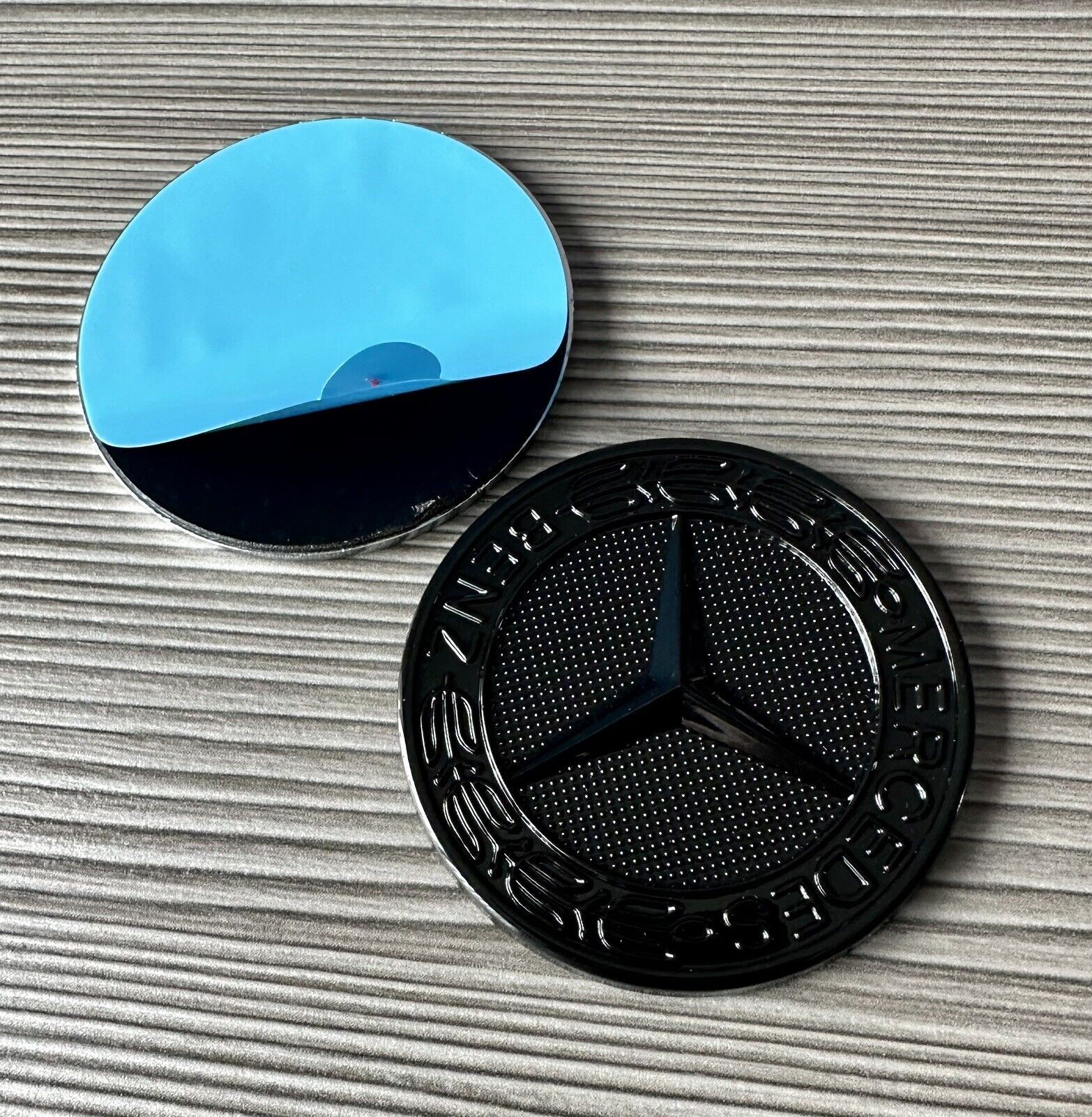 NEW Full Black 57mm Front Bonnet Badge Hood Emblem Sticker For Mercedes Benz