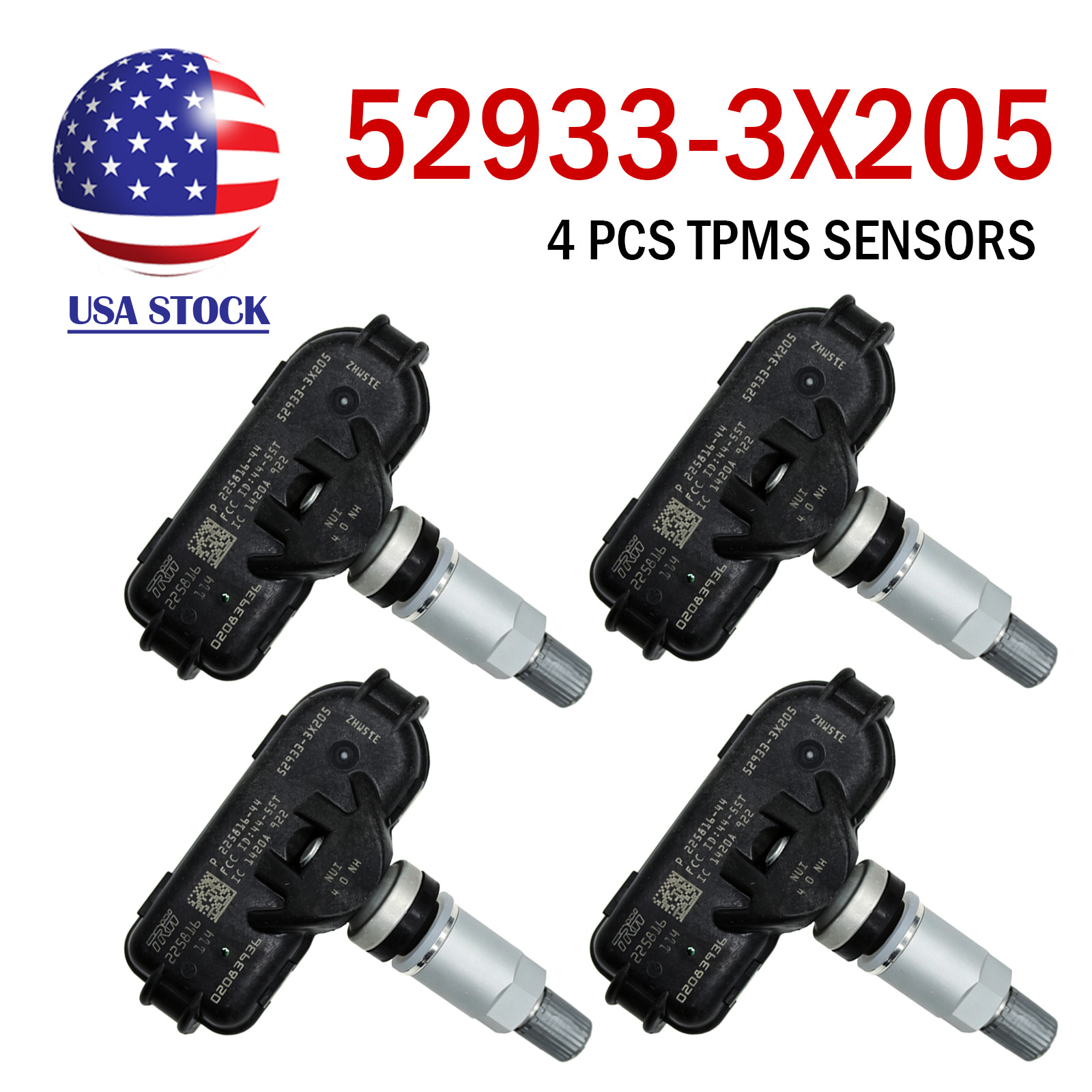 4x Tire Pressure Monitoring Sensor TPMS 315MHz 52933-3X205 For Hyundai Kia Forte 4x Tire Pressure Monitoring Sensor TPMS 315MHz 52933-3X205 For Hyundai Kia Forte